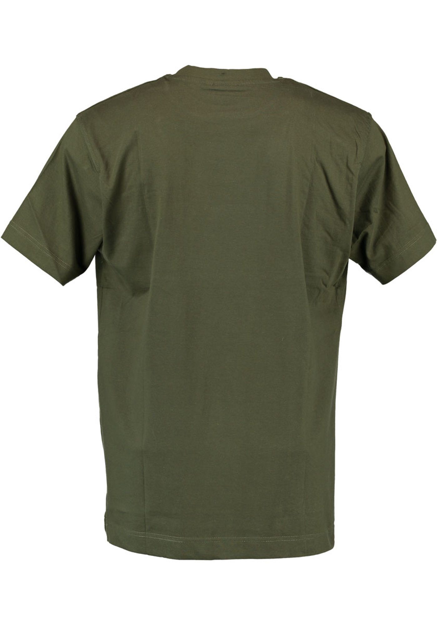 Hirsch-Stickerei OS-Trachten Brusttasche auf Najio T-Shirt oliv mit Kurzarmshirt Herren der