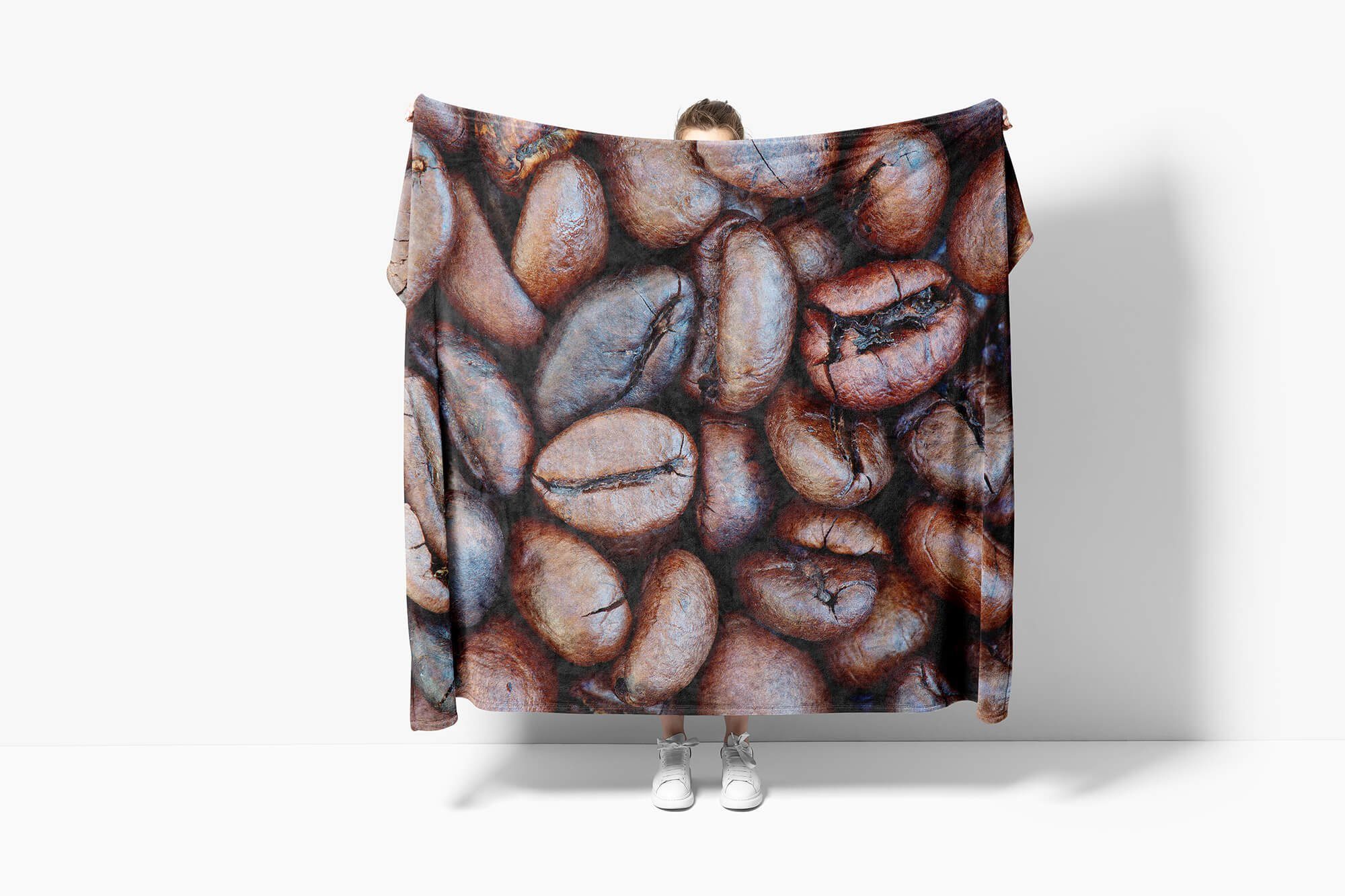 Sinus Art Handtücher Handtuch mit Strandhandtuch Baumwolle-Polyester-Mix Handtuch Saunatuch Nahau, (1-St), Fotomotiv Kaffeebohnen Kuscheldecke