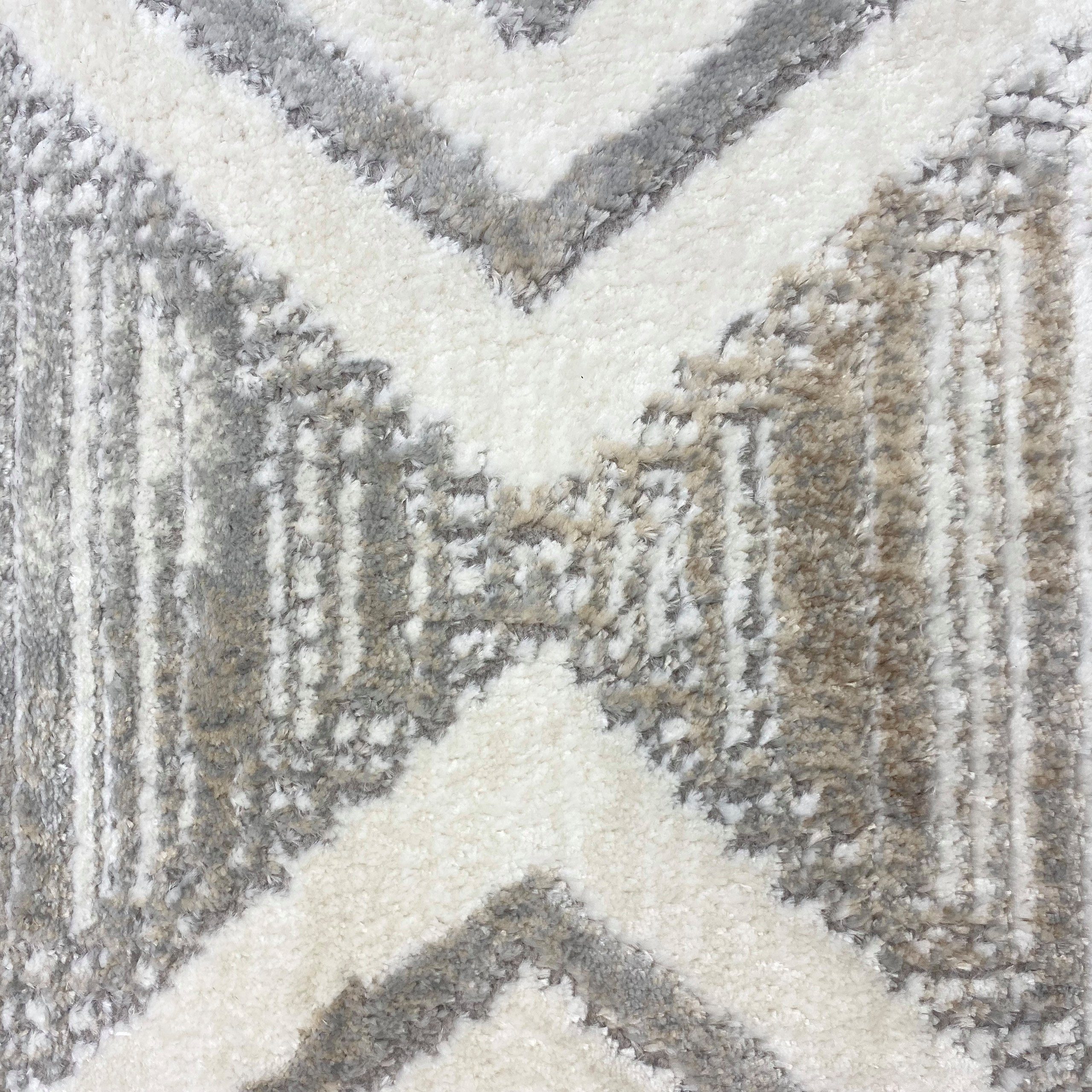 Carpetia Teppich Wohnzimmerteppich – marokkanisches Rautenmuster – in creme weiß, rechteckig, Höhe: 12 mm