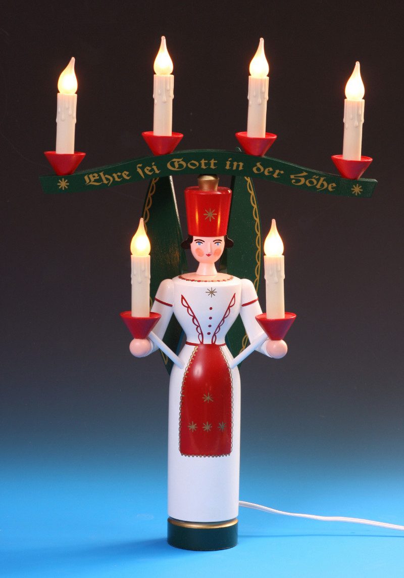 Emil A. Schalling KG Weihnachtsfigur Emil Schalling Engel mit Lichterbogen, elektrisch (1 St), Handarbeit aus dem Erzgebirge
