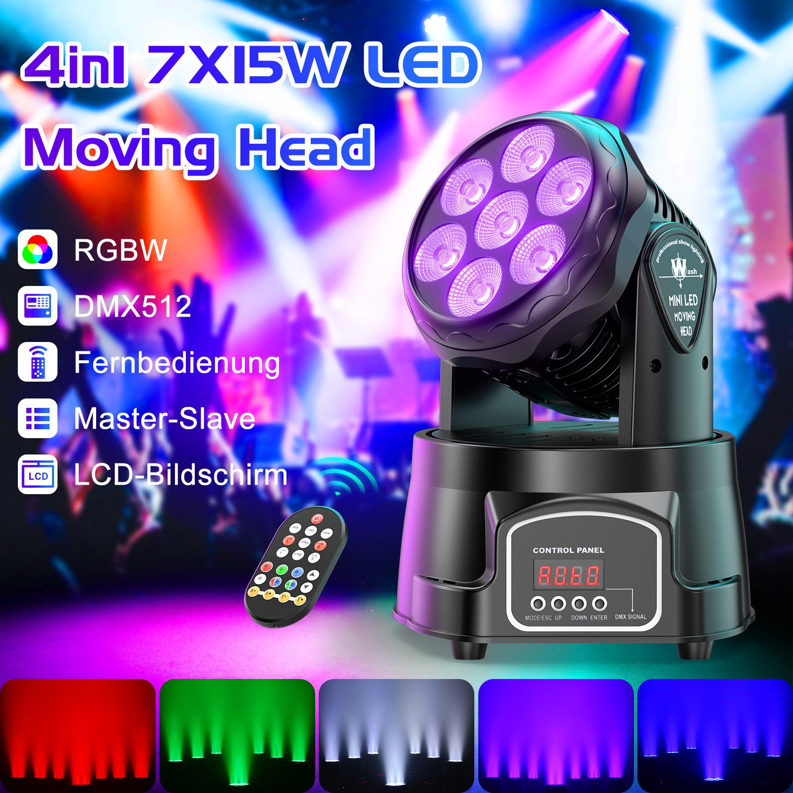ZonQoonz Discolicht 105W LED Moving Head Bühnenlicht Fernbedienung für Party Hochzeit DJ