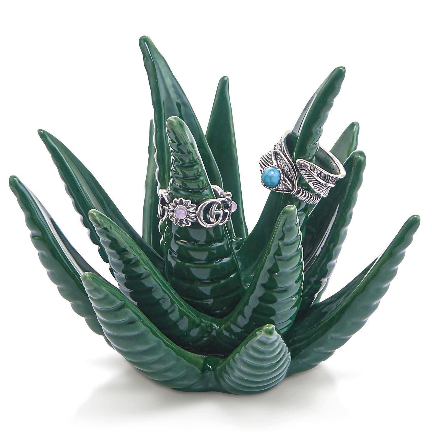 LuxusKollektion Schmuck Etagere Aloe Ringhalter Kaktus Schmuckständer Grün