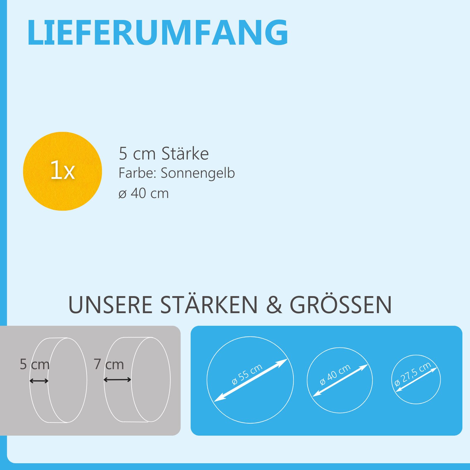 platino24 Akustikplatte 1 Akustik Schallabsorber aus Basotect ® G+ / Kreis 40 cm