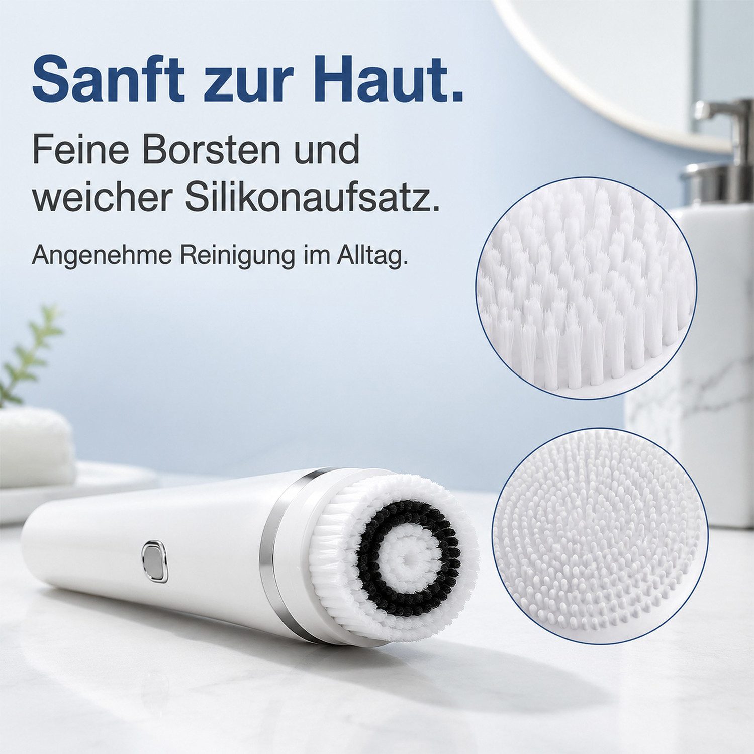 AIMAX Gesichtsreinigungsbürste 4 in 1 Elektrische Gesichtsbürste Wasserdichte, mit 4 Bürstenköpfen 3 Geschwindigkeiten Gesichtsreinigungsbürste, für Tiefenreinigung, Peeling und Gesichtsmassage