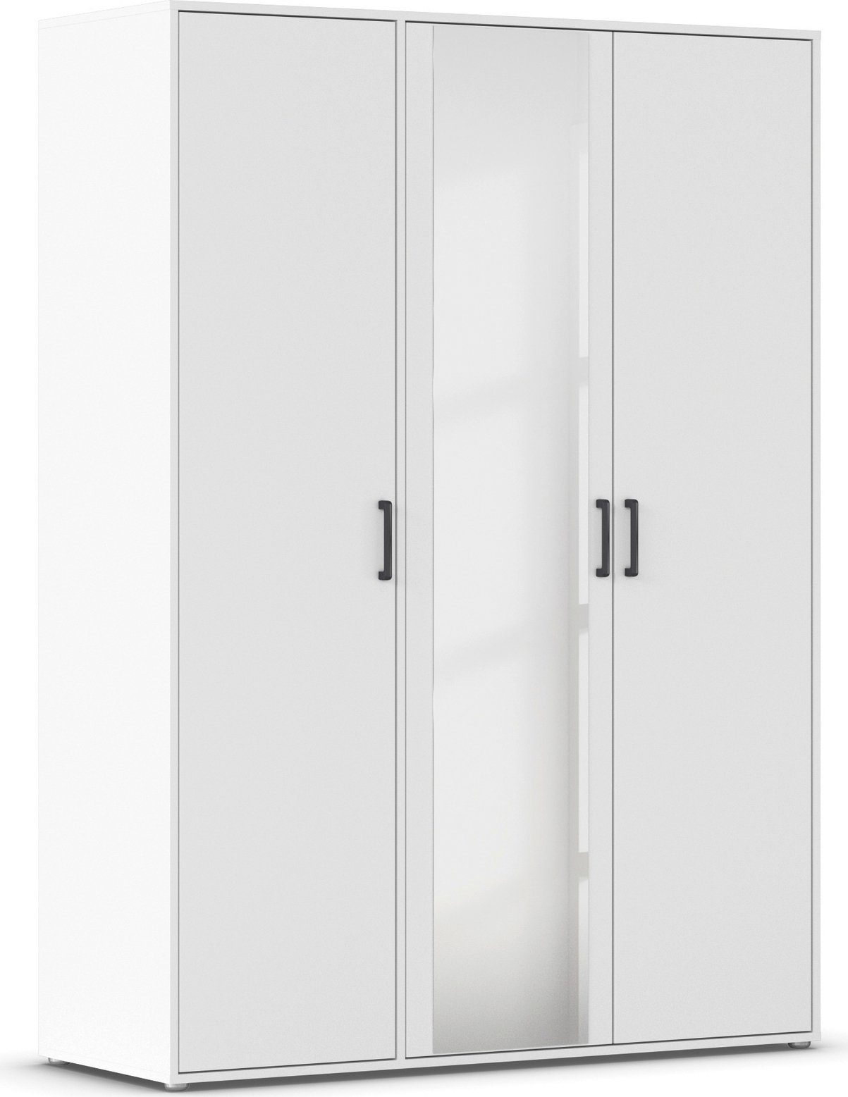 rauch Drehtürenschrank Kleiderschrank Schrank Garderobe Wäscheschrank VOYAGER (in 3 verschiedenen Ausstattungen BASIC/CLASSIC/PREMIUM) mit modernen Griffen in Graumetallic und Spiegel