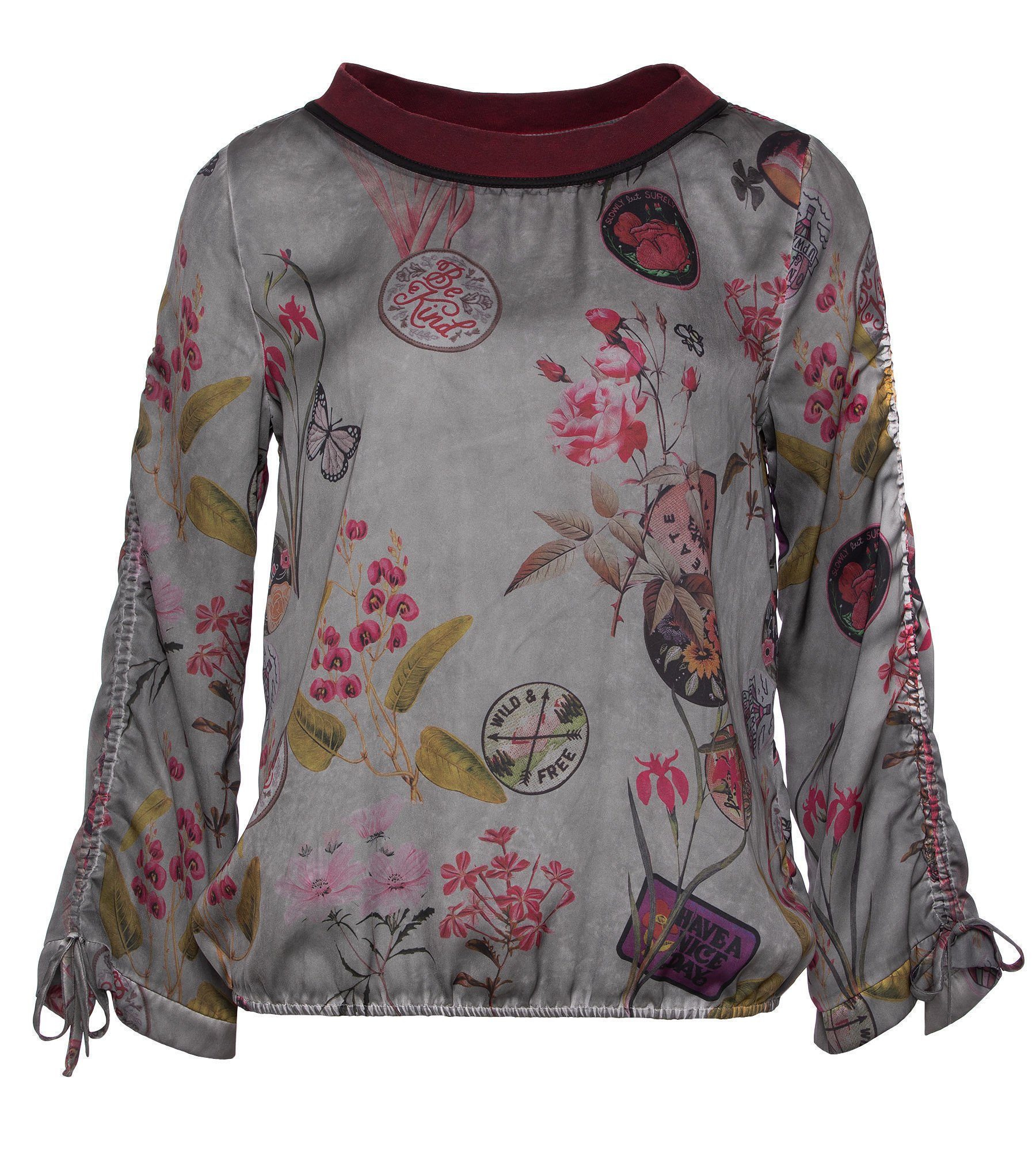 incasual Blusenshirt Langarmshirt figurumspielend im Blumen-Alloverprint
