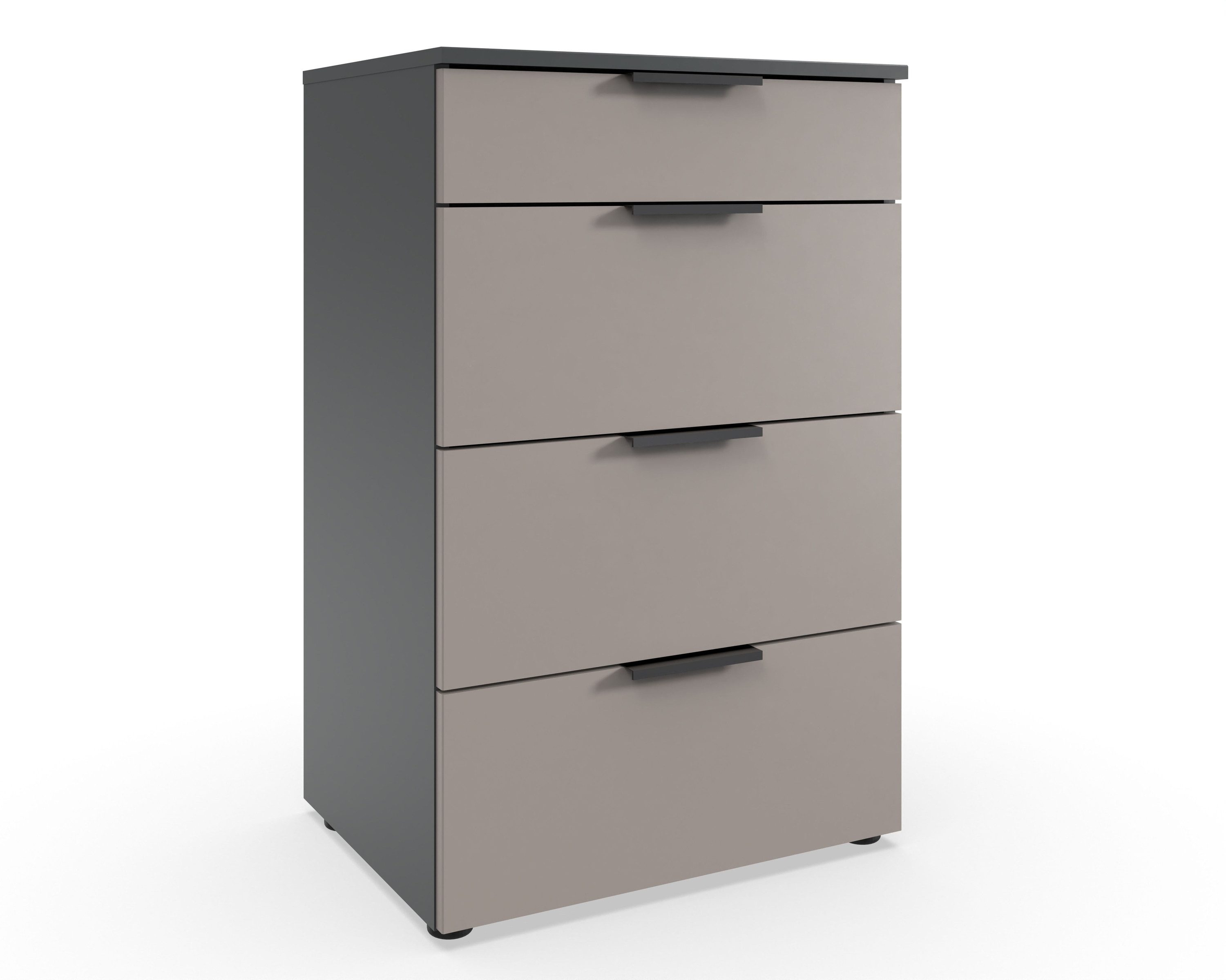 freiraum Hochkommode OXFORD, in Schubkästen Saharagrau / Graphit - 54x84x41cm (BxHxT)