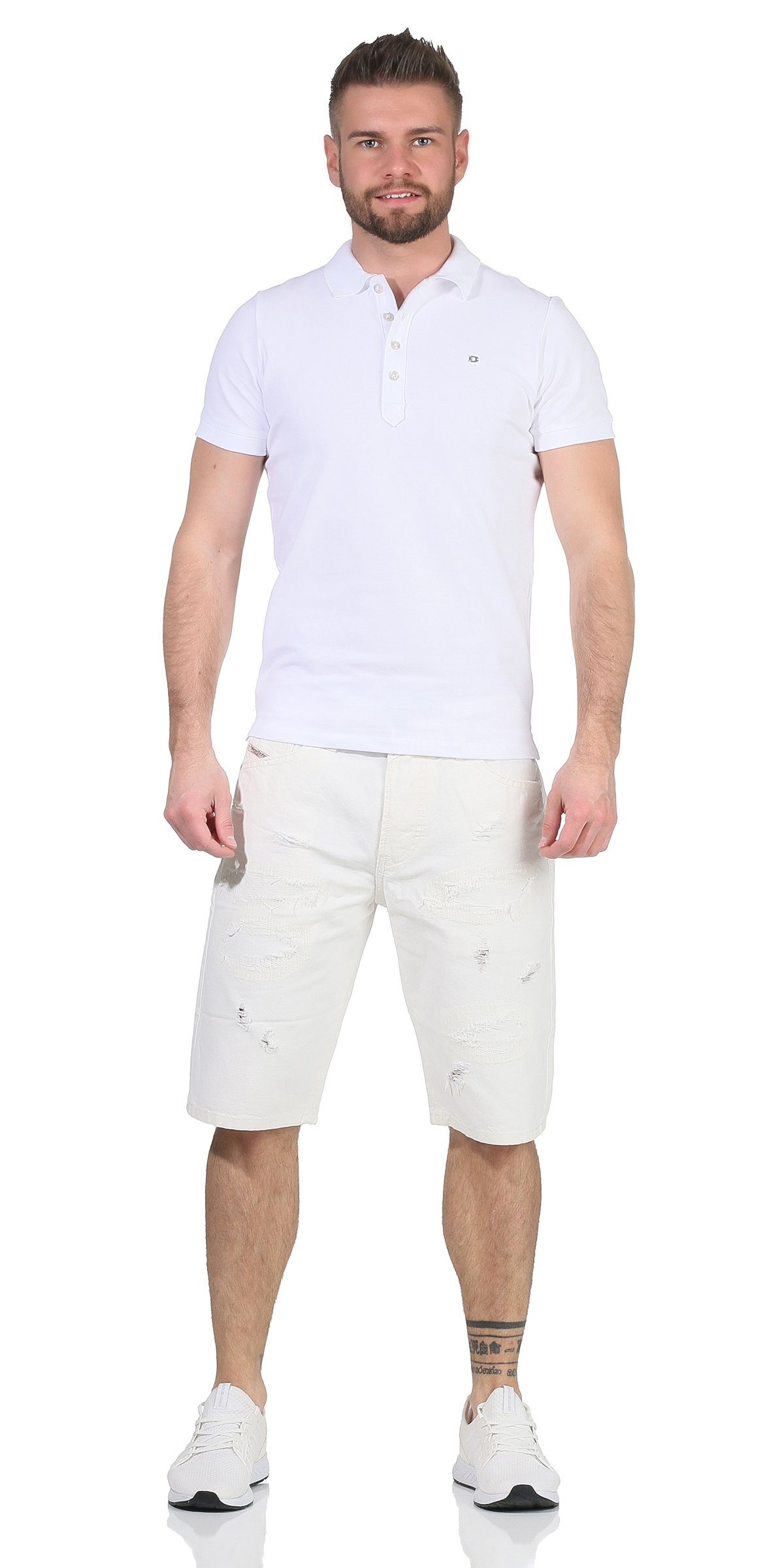 dezenter Hose RB016 Kroshort kurze Used-Look Weiss Off Diesel Herren Jeans Shorts, RG48R Jeansshorts Shorts