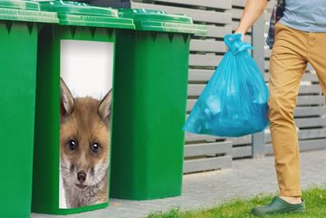MuchoWow Wandsticker Fuchs - Tiere - Jungtier - Jungen - Mädchen - Kind (1 St), Mülleimer-aufkleber, Mülltonne, Sticker, Container, Abfalbehälter