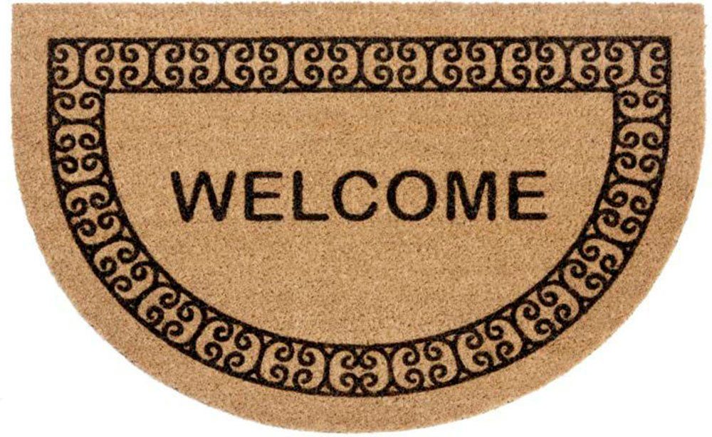 Fußmatte Kokos Halbrund Welcome Ornament Border, HANSE Home, rechteckig,  Höhe: 15 mm, Kokos, Schmutzfangmatte, Outdoor, Rutschfest, Innen,  Kokosmatte, Flur