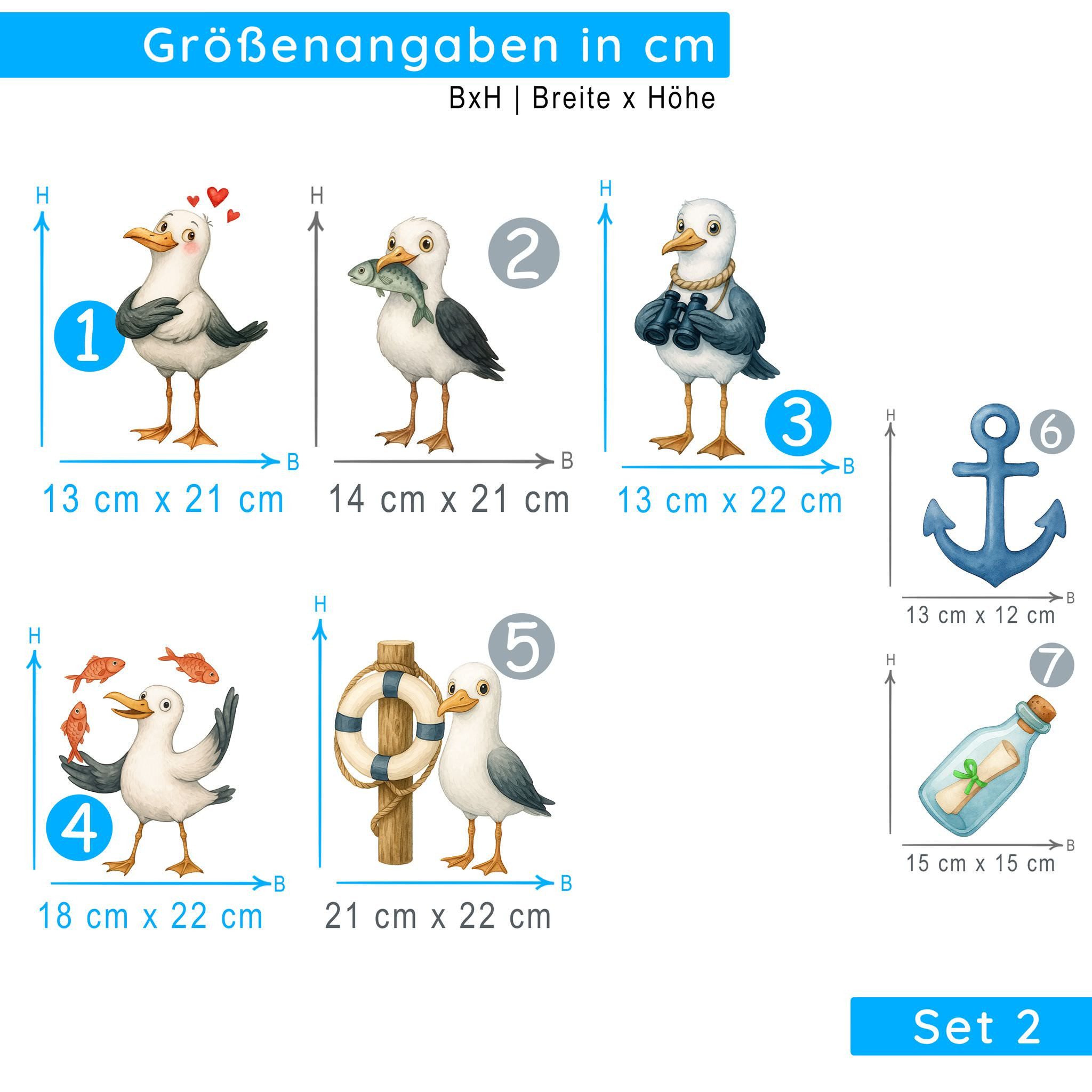 Sunnywall Wandtattoo Aufkleber Maritim Möwen - maritime Wanddeko für Kinderzimmer, selbstklebend, konturgeschnitten, rückstandslos entfernbar – Bild 5 von 5
