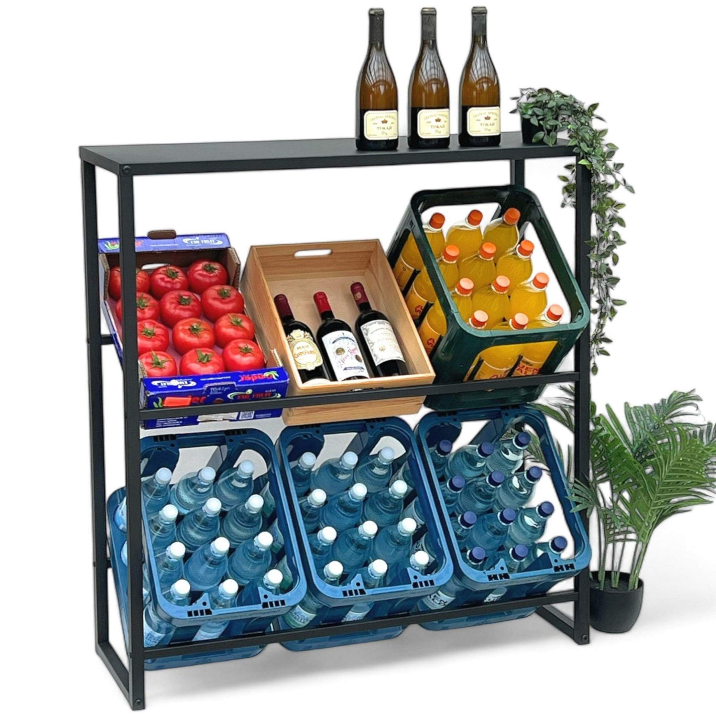 DanDiBo Standregal Getränkekistenregal 6 Kisten mit Ablage Metall Stabil Ki günstig online kaufen