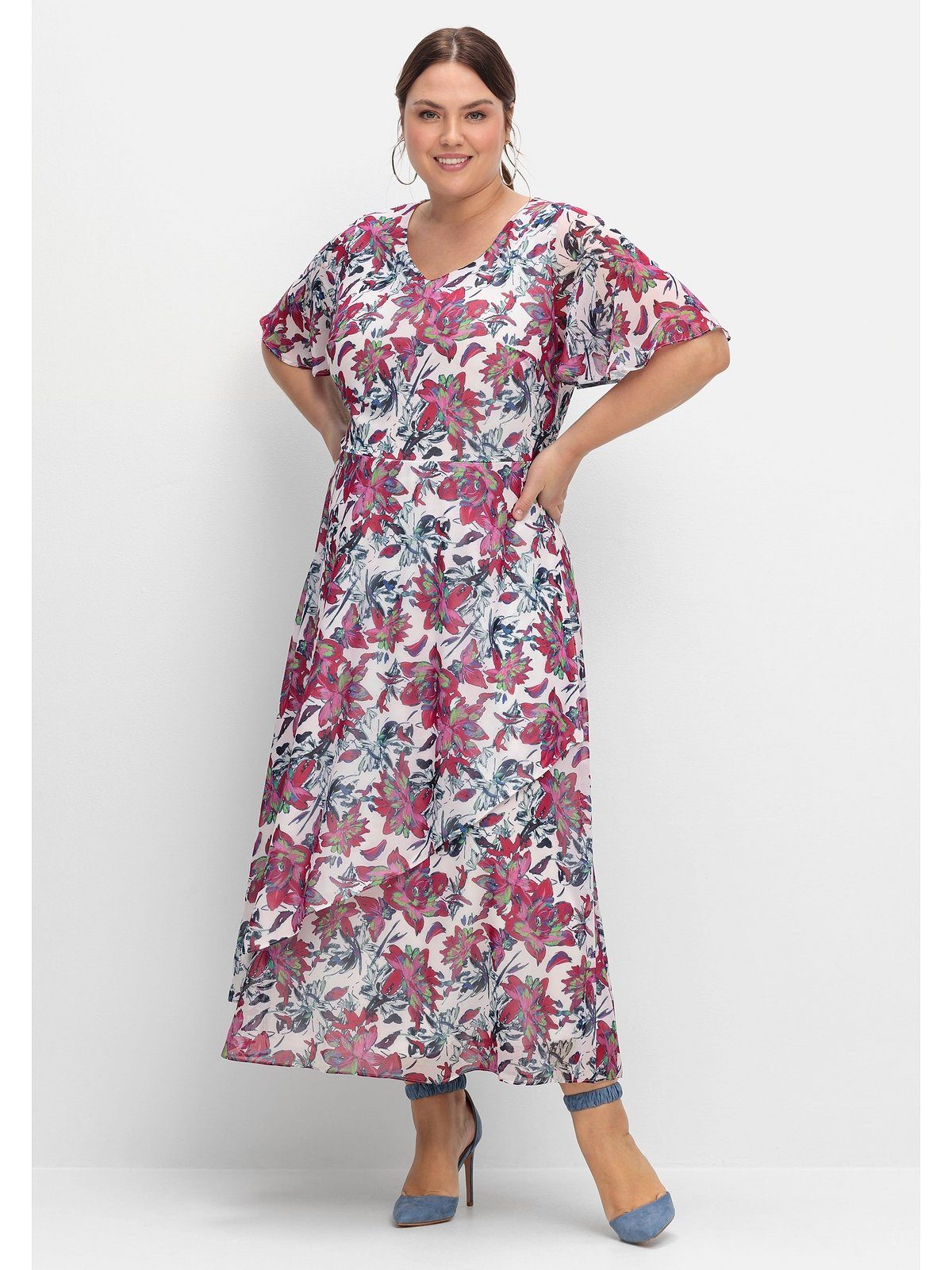 Sheego Abendkleid Große Größen mit Blumenprint, günstig online kaufen