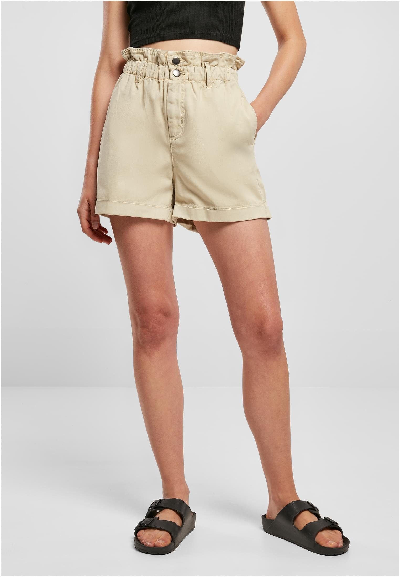 URBAN CLASSICS Stoffhose Damen Ladies Paperbag Shorts (1-tlg) softseagrass