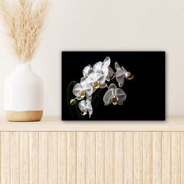 OneMillionCanvasses® Leinwandbild Orchidee - Blumen - Weiß - Natur - Schwarz, (1 St), Wandbild Leinwandbilder, Aufhängefertig, Wanddeko, 30x20 cm