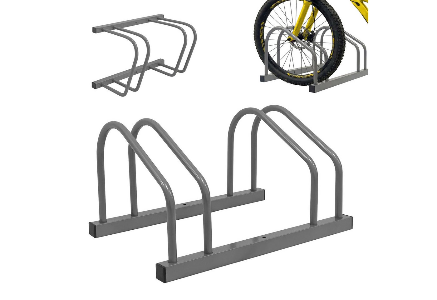 relaxdays Fahrradständer für Boden und Wandmontage (1-St), silber, 2 Fahrräder
