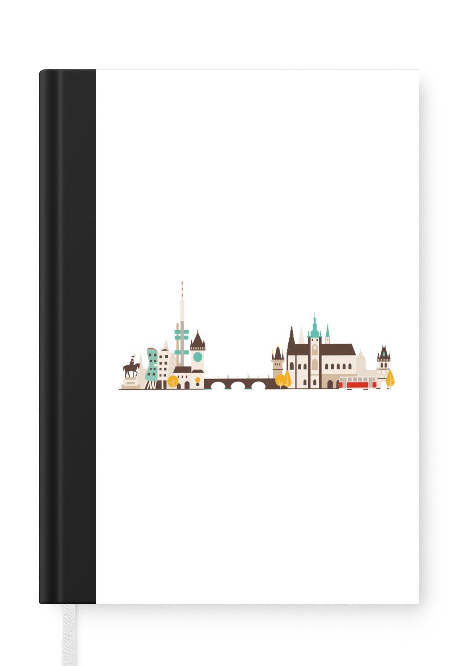 - Merkzettel, Notizbuch A5, Prag Haushaltsbuch Tagebuch, Tschechische MuchoWow Notizheft, Republik - Seiten, Journal, Skyline, 98