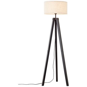 Lightbox Stehlampe, ohne Leuchtmittel, Dreibein Lampe, Stoff-Schirm - 148 cm Höhe, Ø 51cm, E27, schwarz/beige