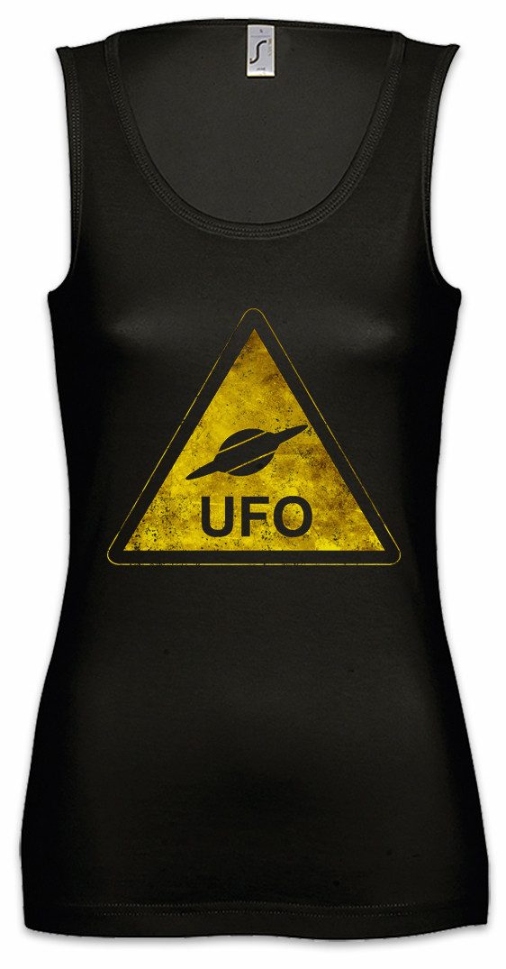 Urban Backwoods Tanktop Ufo Sign Ärmelloses Damen T-Shirt Alien Invader Haunebu 12 Grey Area Adamski Flying Saucer Vril
