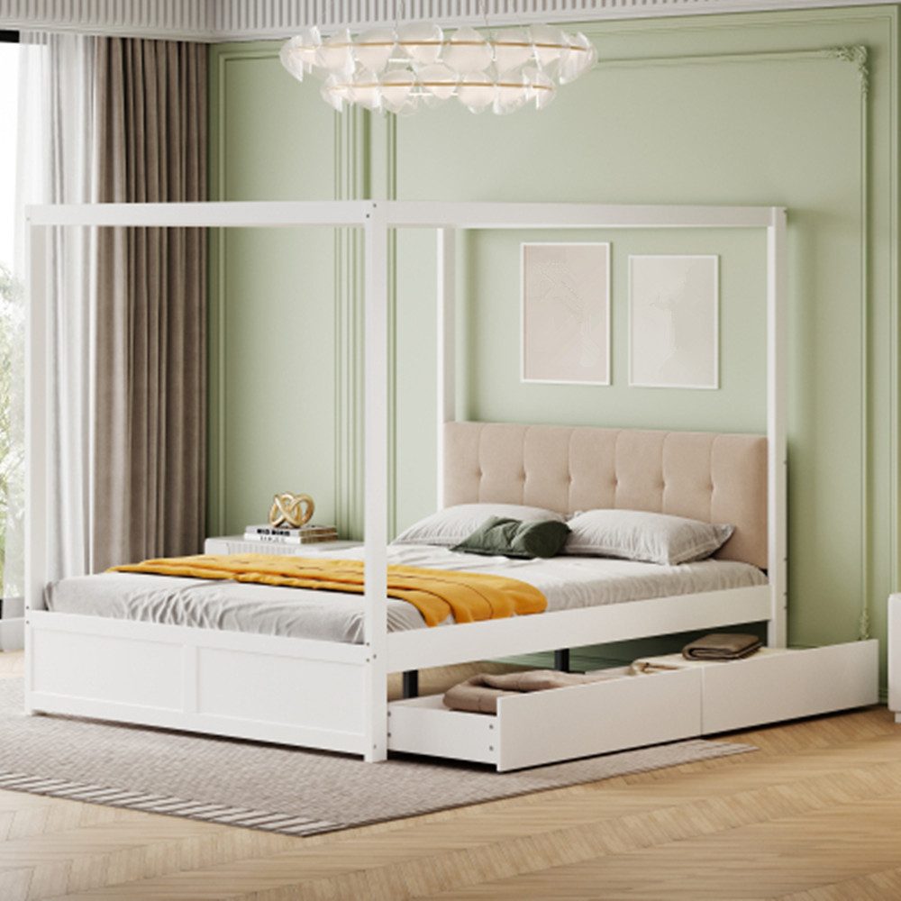XDeer Polsterbett Doppelbett,Himmelbett140*200 cm mit großen günstig online kaufen