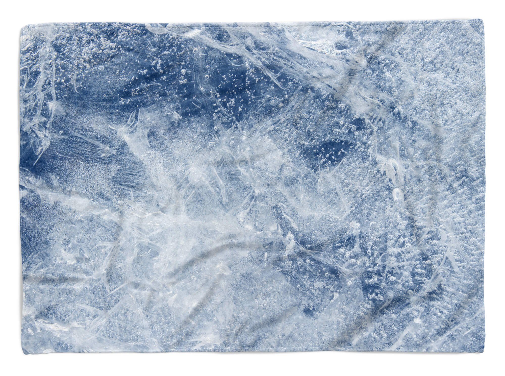 Sinus Art Handtücher Handtuch Strandhandtuch Saunatuch Kuscheldecke mit Fotomotiv Eis Blau Nahaufnahme Auffall, Baumwolle-Polyester-Mix (1-St), Handtuch