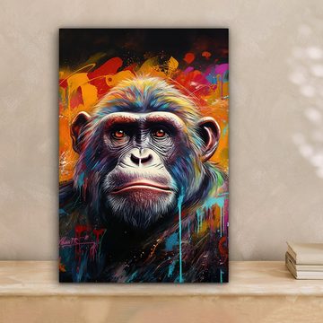 OneMillionCanvasses® Leinwandbild Affe - Gorilla - Graffiti - Tiere - Farben, (1 St), Leinwandbild fertig bespannt inkl. Zackenaufhänger, Gemälde, 20x30 cm