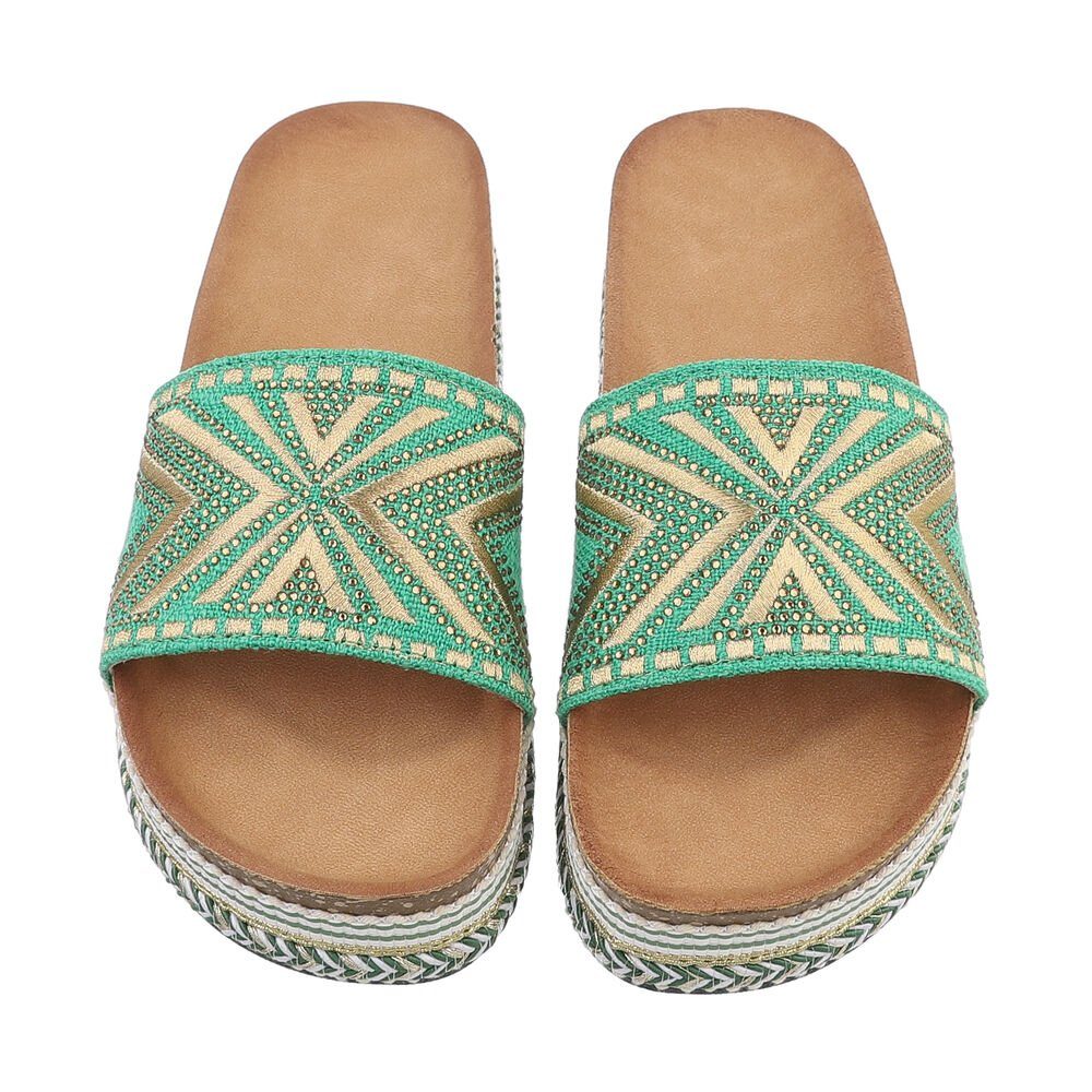 Ital-Design Bequeme Sommersandalen für stilbewusste Frauen Plateausandaletten (85698138) Flach Pantoletten in Grün