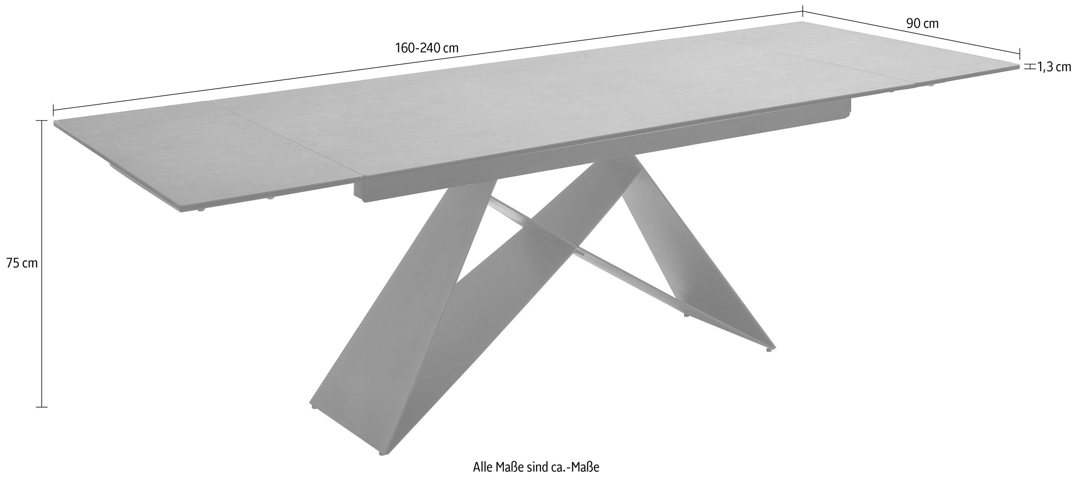 MCA furniture Anthrazit | Kobe, Glas-Keramik Anthrazit mit Esstisch Stirnauszug Esstisch