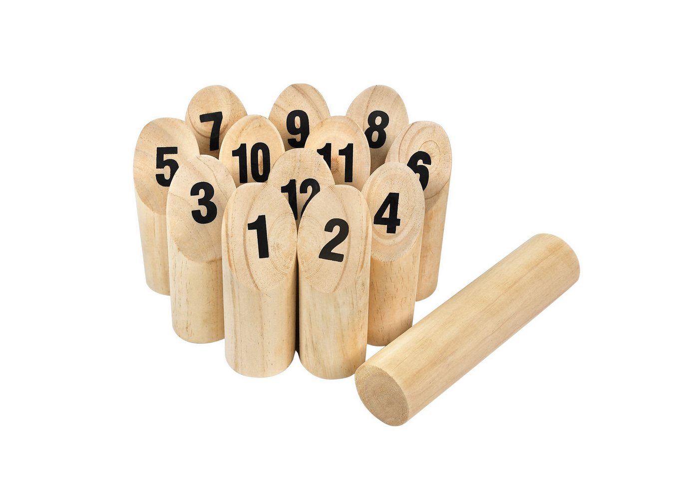 FIVMEN Spielzeug-Gartenset Kubb Wikingerspiel HolzWurfspiel für draußen, aus Kiefernholz, (mit 12 hölzernen Zahlen, Wikingerschach, hölzernes Kegelspiel)