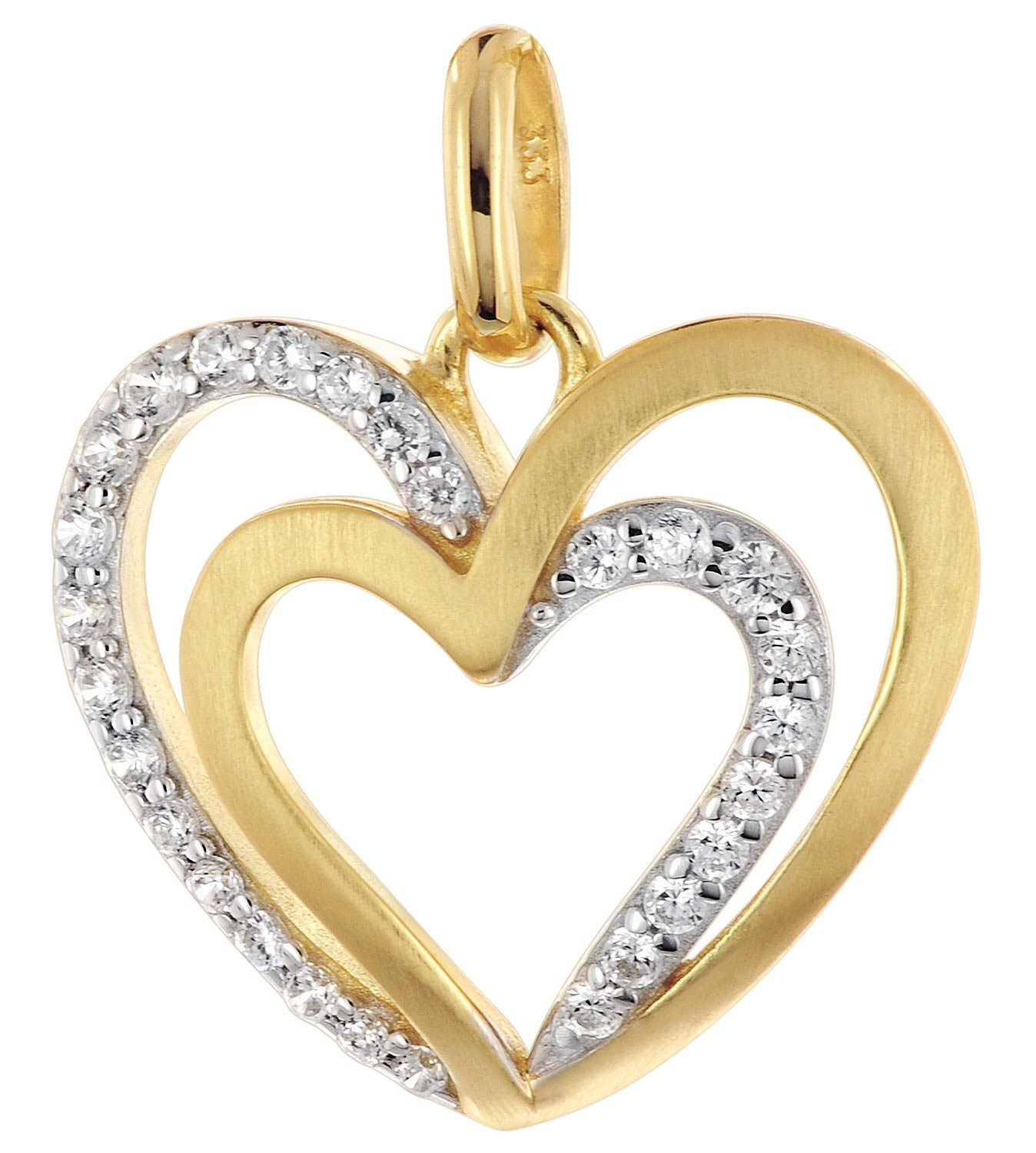 Glizz Panzerkette Anhänger Herz Gold 333/8K an vergoldeter Silberkette günstig online kaufen