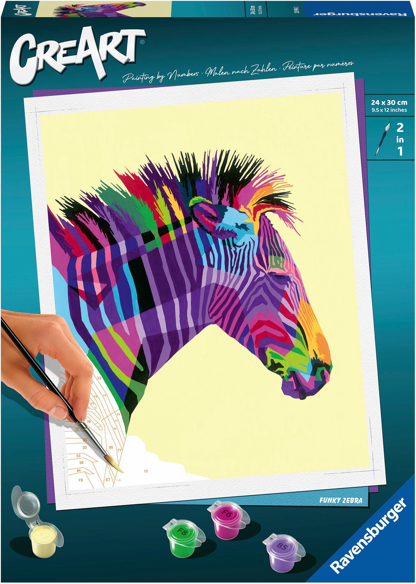 Ravensburger Malen nach Zahlen CreArt, Funky Zebra, Made in Europe; FSC®- schützt Wald - weltweit