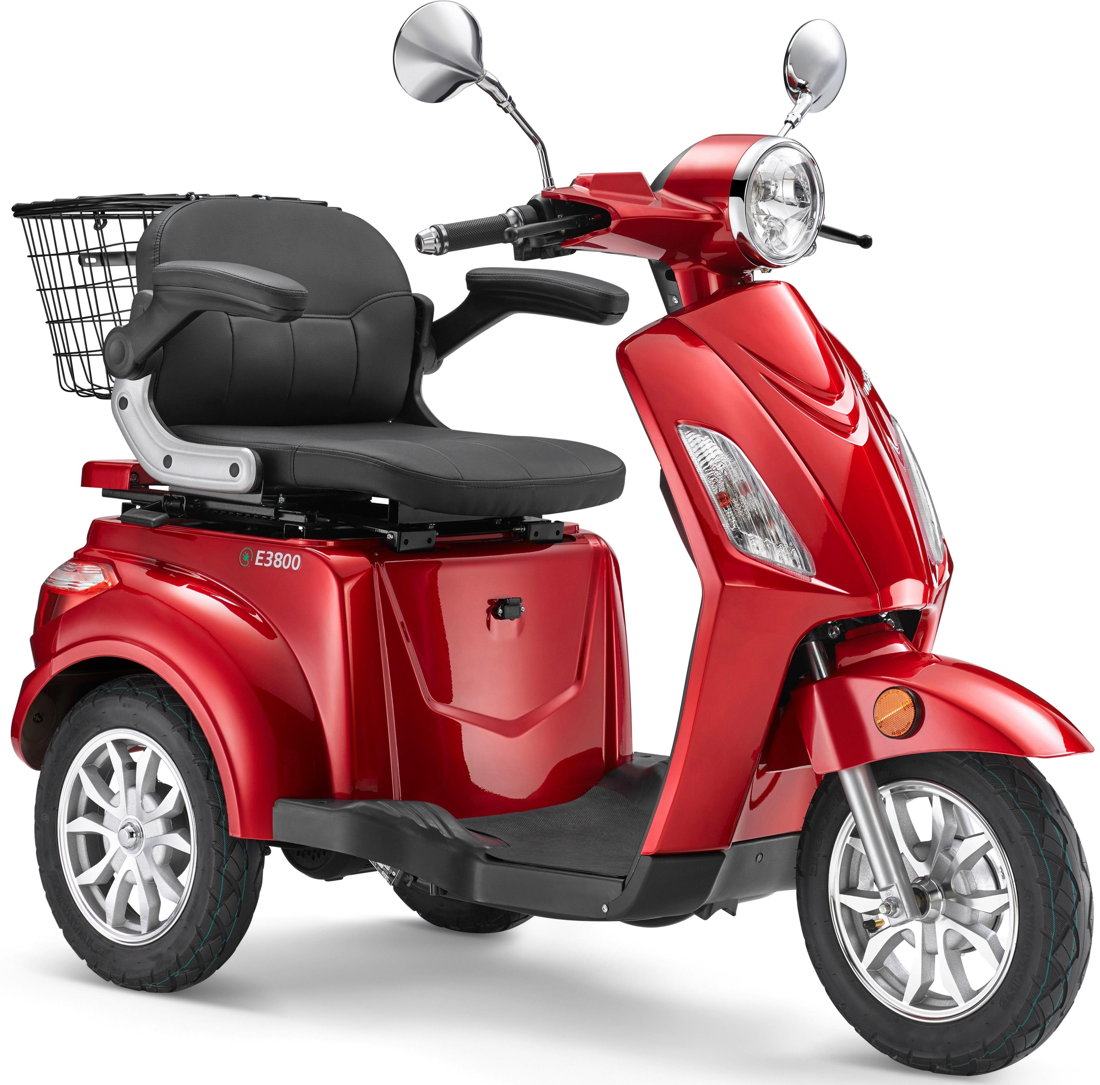 Luxxon Elektromobil E3800, 800 W, 20 km/h, (Elektroroller, Korb), bis zu 65 km Reichweite, Elektro Dreirad, Seniorenmobil