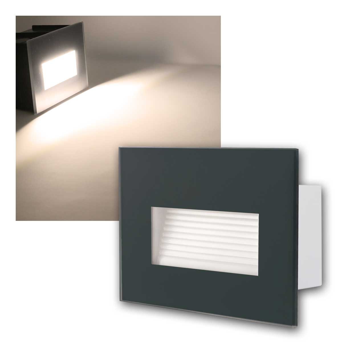 Kanlux LED Außen-Wandleuchte Außenleuchte/Wandeinbau GLASI anthraz, ww 3W 130lm, warmweiß