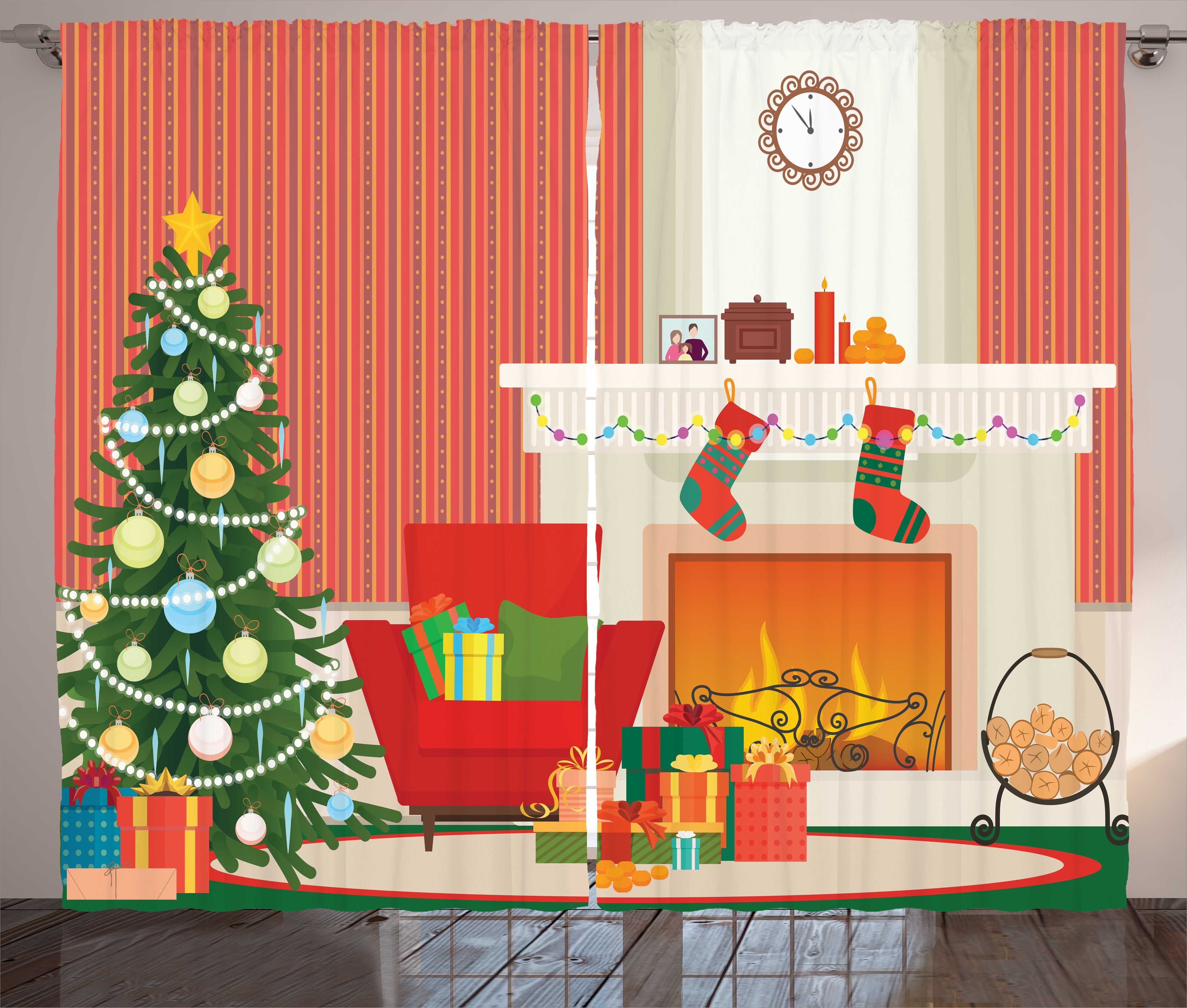 Kamin Kräuselband Schlaufen Weihnachten Gardine Haken, Wesentliche Schlafzimmer Zimmer Abakuhaus, mit Vorhang und
