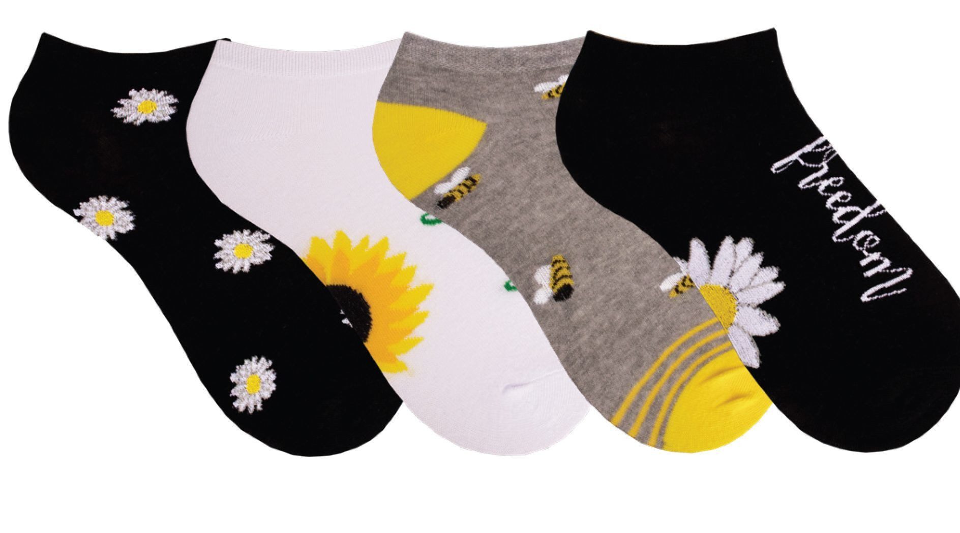 Mein Style Sneakersocken Sneaker Socken Mein Style Sonnenblume Biene (4-Paar)