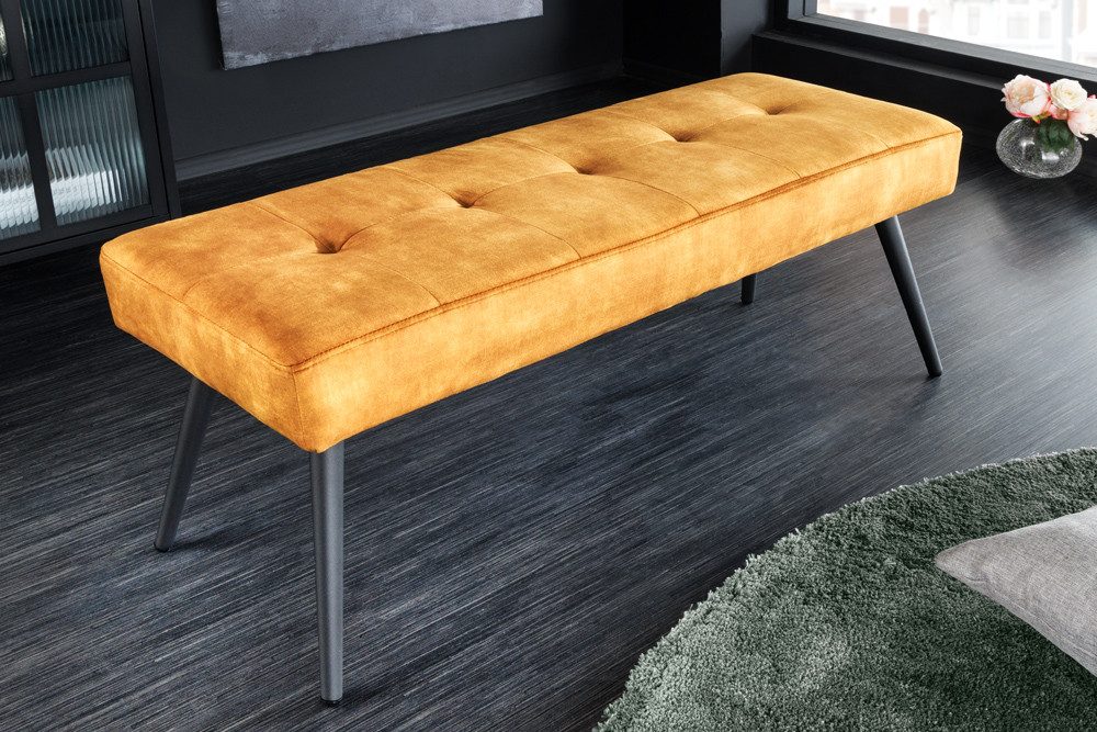 riess-ambiente Sitzbank BOUTIQUE 100cm senfgelb / schwarz (Einzelartikel, 1-St), Wohnzimmer · Samt · Metall · Esszimmer· Flur · Schlafzimmer