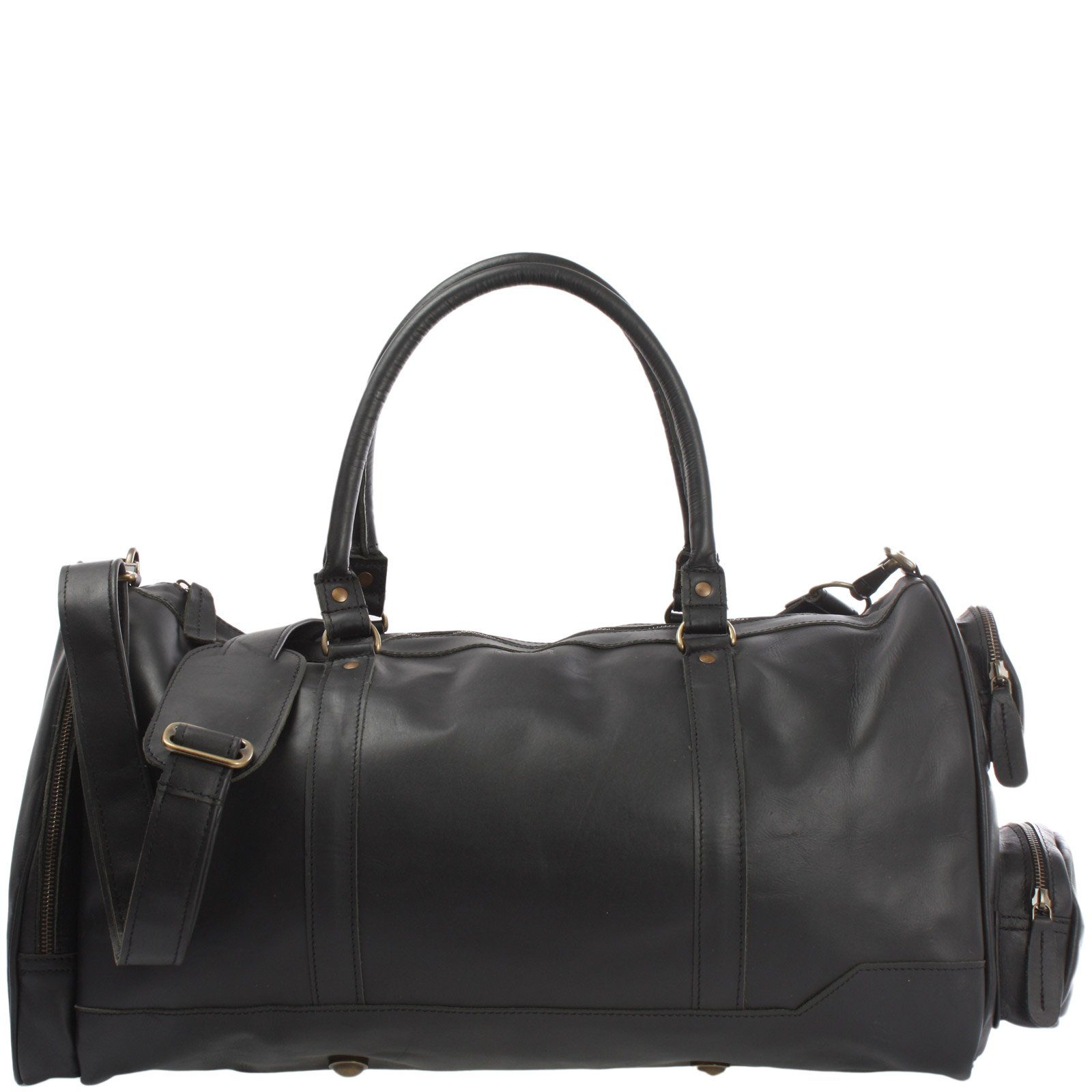 LECONI Reisetasche Weekender Sporttasche Damen Herren Handgepäck Leder LE2017, geteiltes Hauptfach - Seitentaschen mit Reißverschluss - 55x30x27 cm