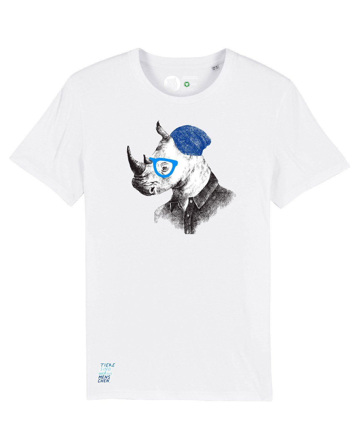 wat? Apparel Print-Shirt Nashorn (1-tlg) weiß