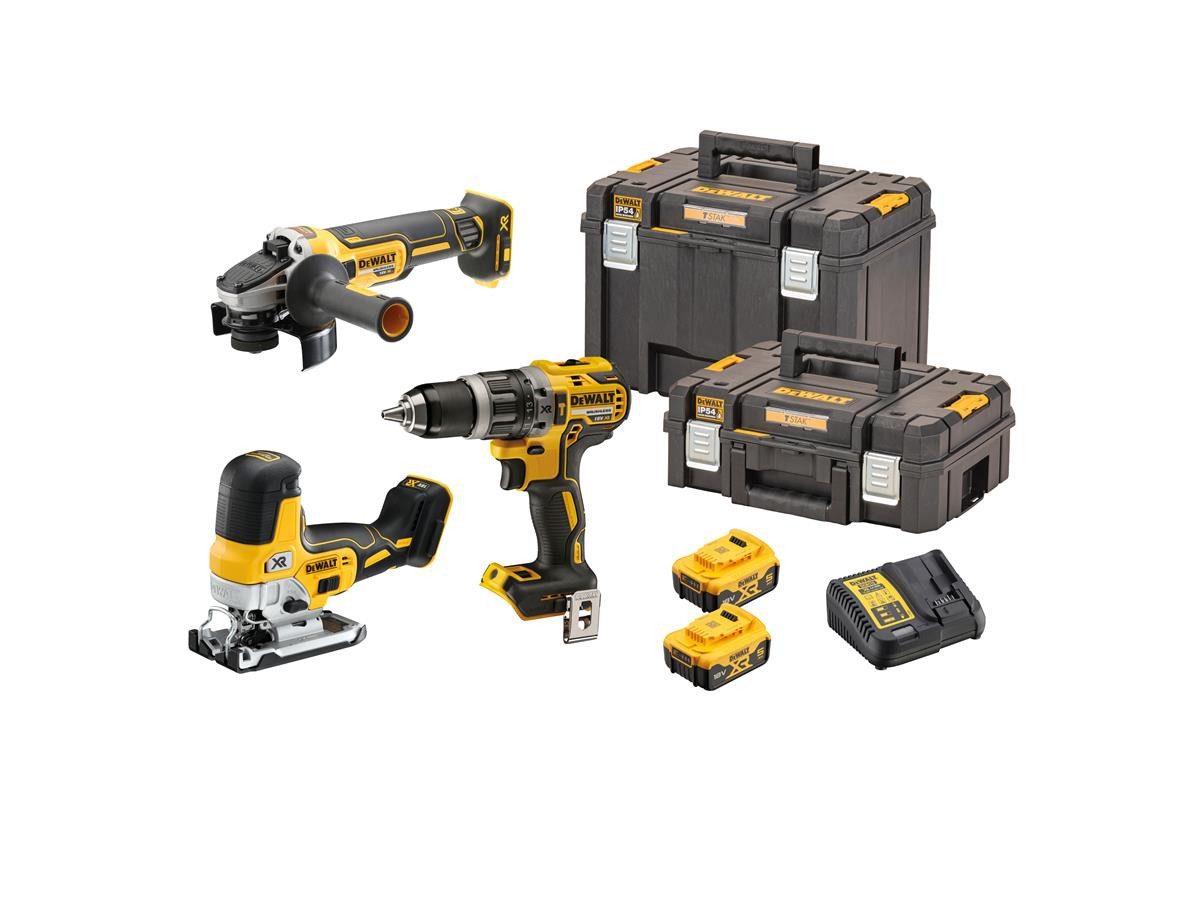 DeWalt (3-tlg) Akku-Set (18 V), 2xAkkus & Schnellladegerät, Inkl. 1x TSTAK-Koffer II & TSTAK-Koffer VI