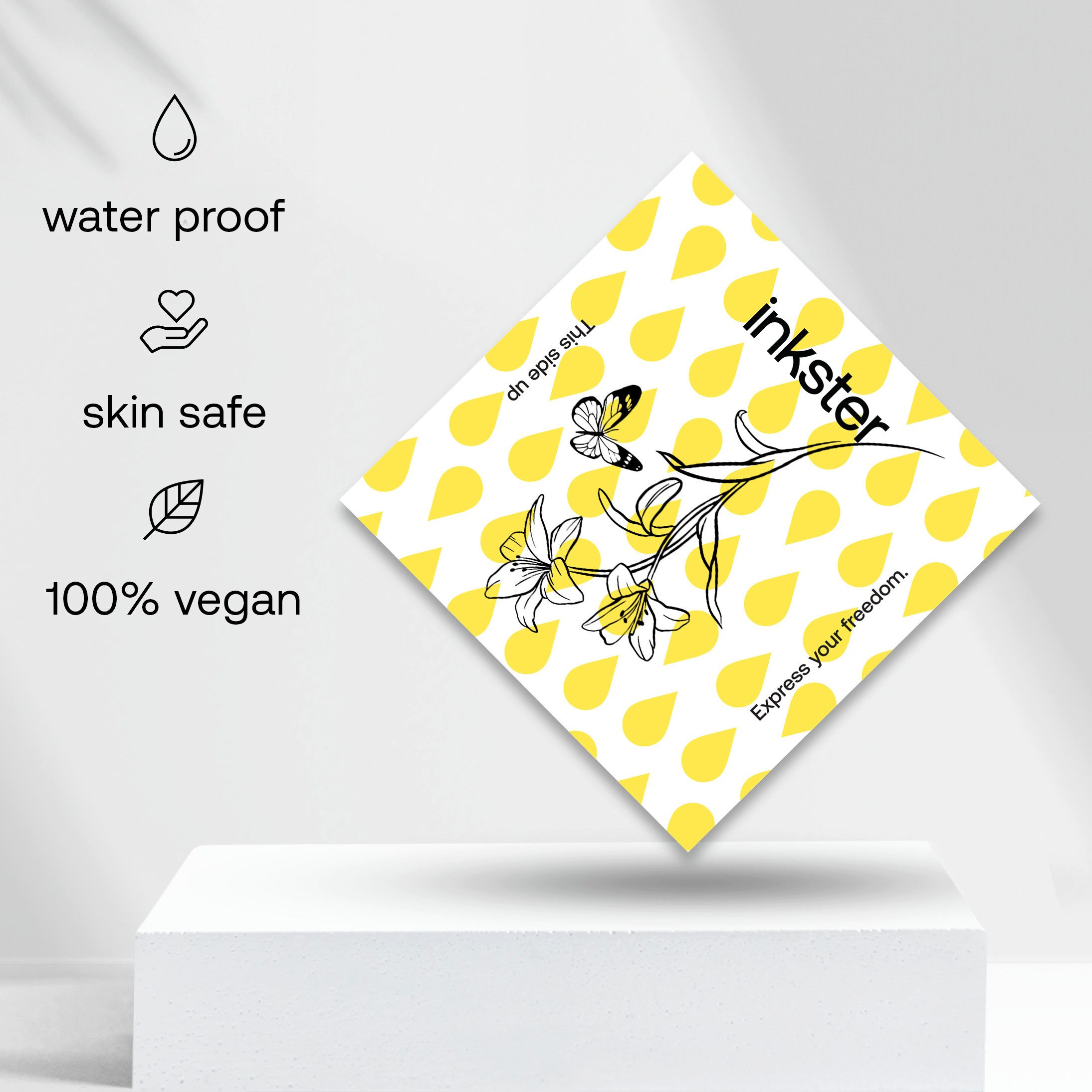 Inkster Schmuck-Tattoo Schmetterling und Blume Tattoo, wasserfestes temporäres Tattoo, 2 Wochen Halt