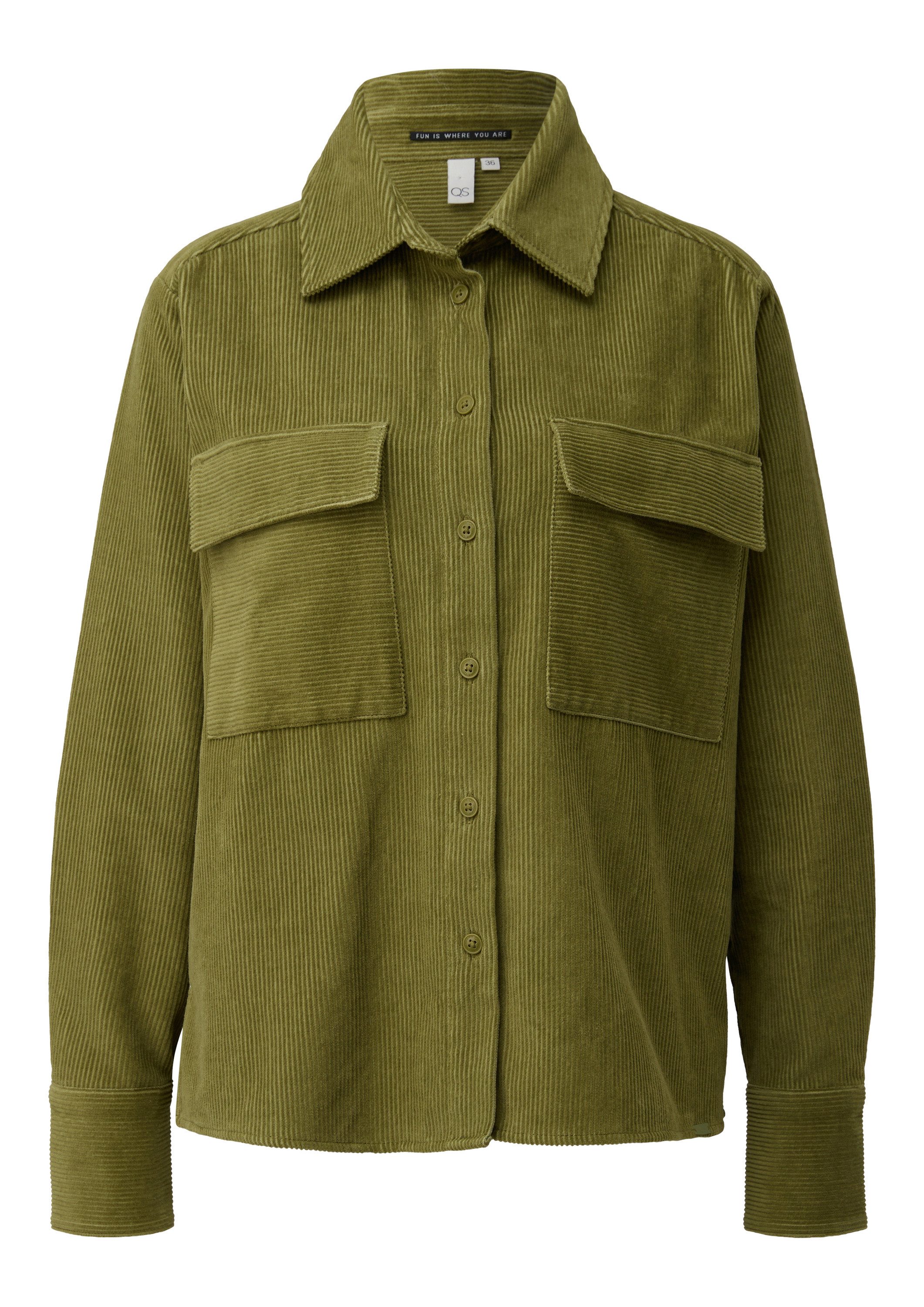 QS Langarmbluse Bluse Cord-Overshirt mit Brusttaschen günstig online kaufen