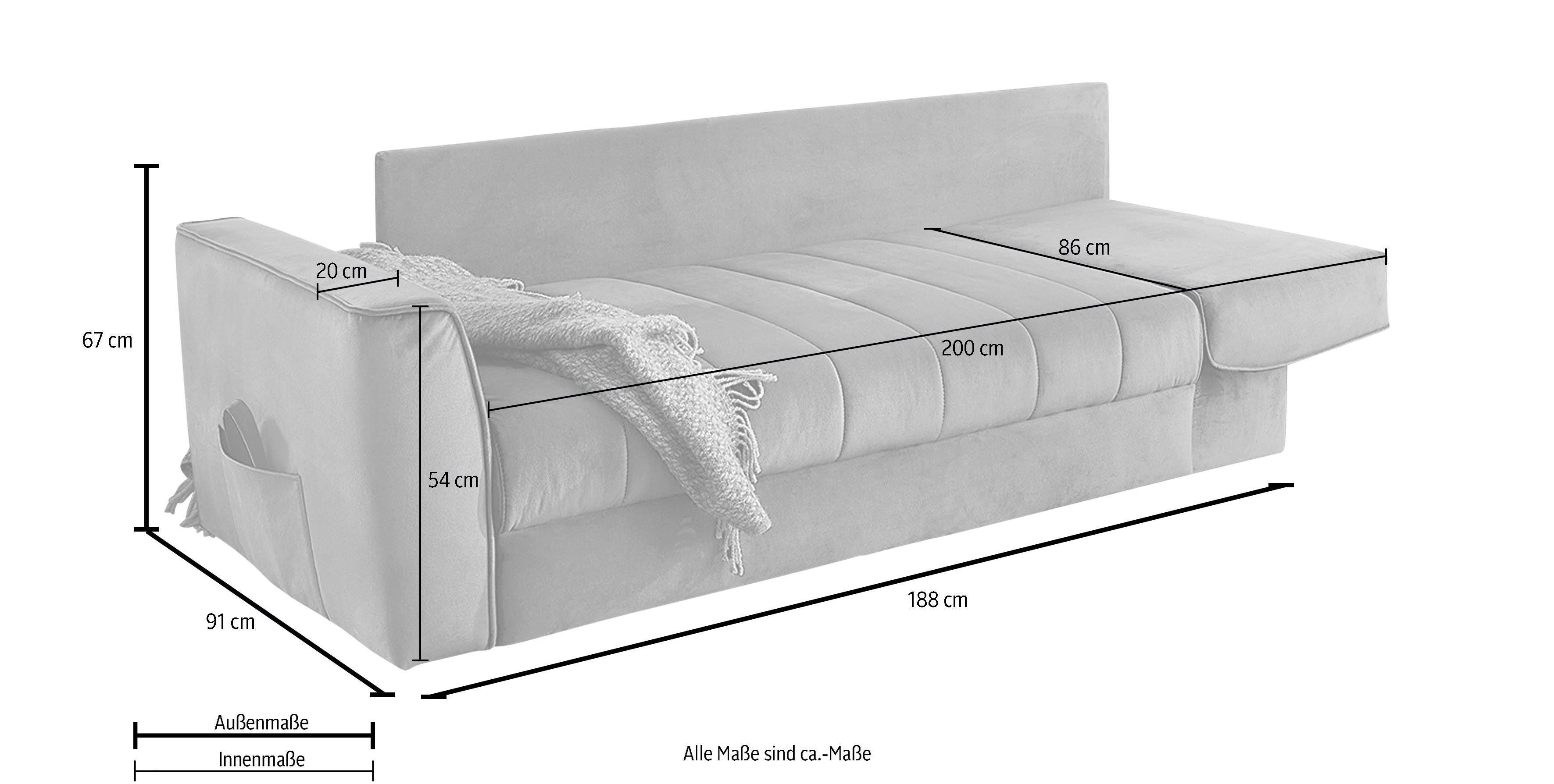 Jockenhöfer Gruppe Schlafsofa Rick, Gästebettfunktion, petrol Platzsparendes Federkernpolsterung Sofa mit