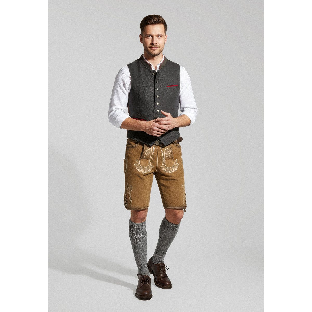 Krüger Trachtenlederhose 963569 Herren (1-tlg) Trachtenlederhose, Trachtenhose, Bayerische Lederhose, Oktoberfest