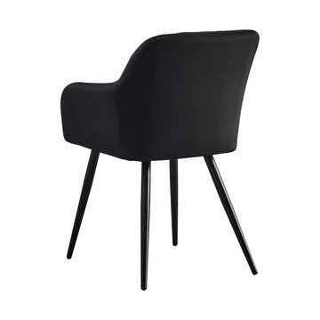 CLIPOP Esszimmerstuhl Küchenstuhl aus Samt (2er Set), Polsterstuhl Sessel mit Rückenlehne