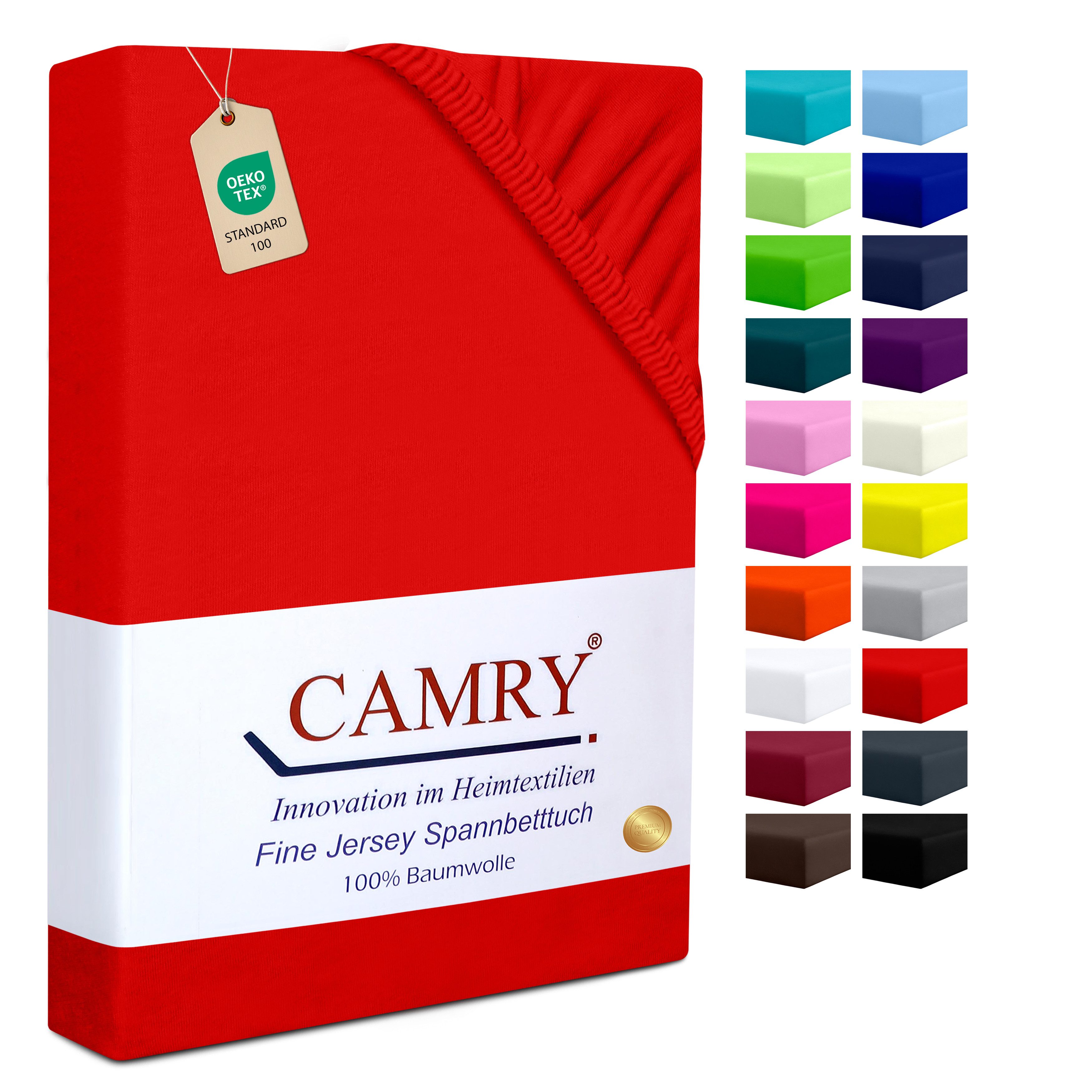 Camry Spannbettlaken CLASSIC Jersey 100% Baumwolle Spannbetttuch atmungsaktiv Gummizug, Jersey Baumwolle, Gummizug: rundum, 100% Baumwolle, alle Matratzenhöhen, atmungsaktiv, pflegeleicht