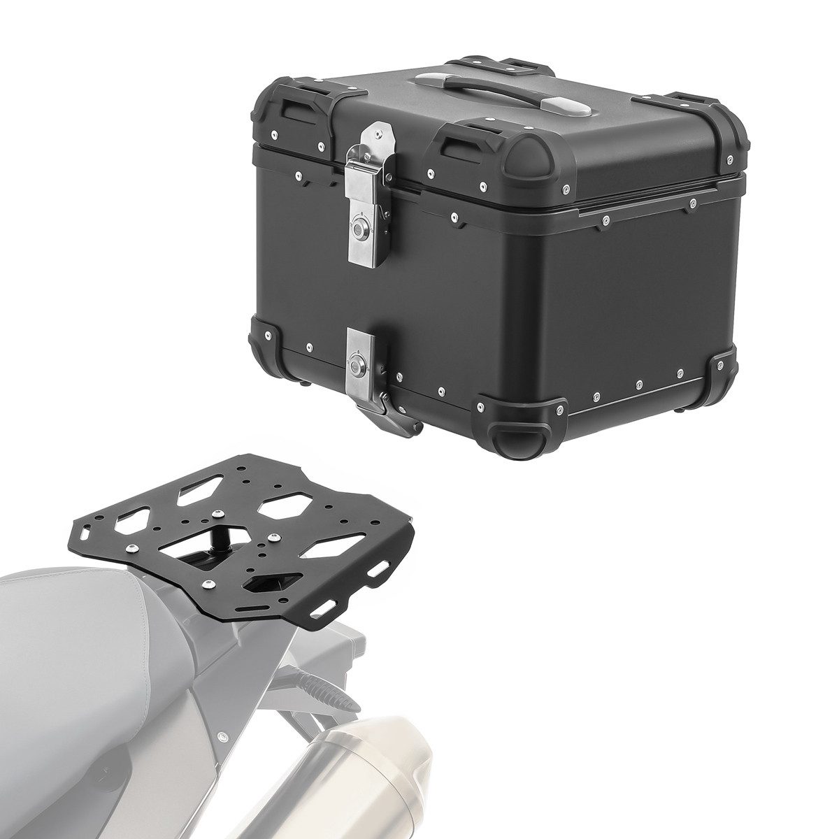 Bagtecs Topcase Set Alu Topcase + Gepäckbrücke für BMW F 650 GS / F 700 GS 08-17 XS45