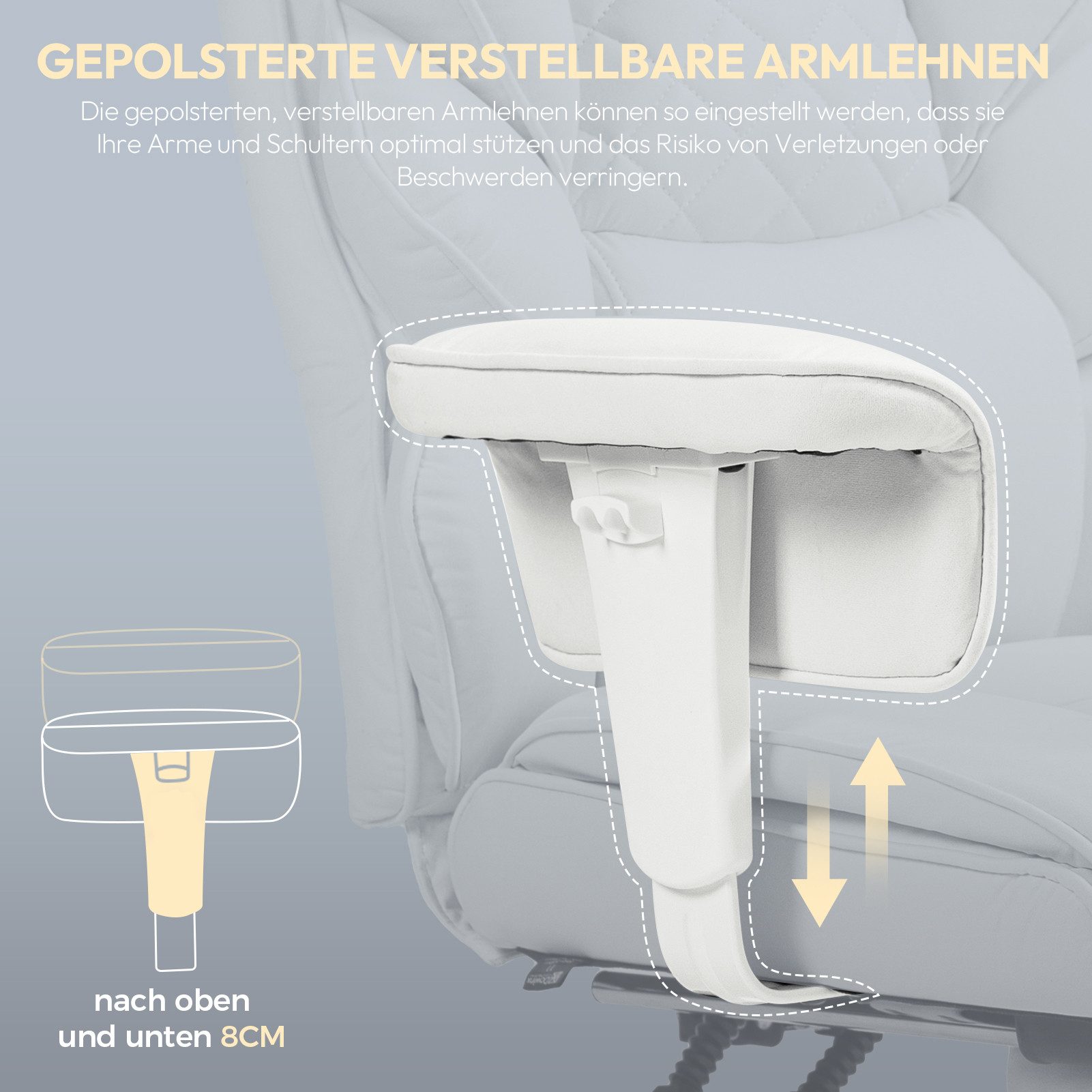 Dowinx Gaming-Stuhl Bürostuhl Ergonomisch mit Taschenfeder-Kissen (Packung), Chefsessel mit weiche Rückenlehne und verstellbare Lendenkissen – Bild 3 von 5
