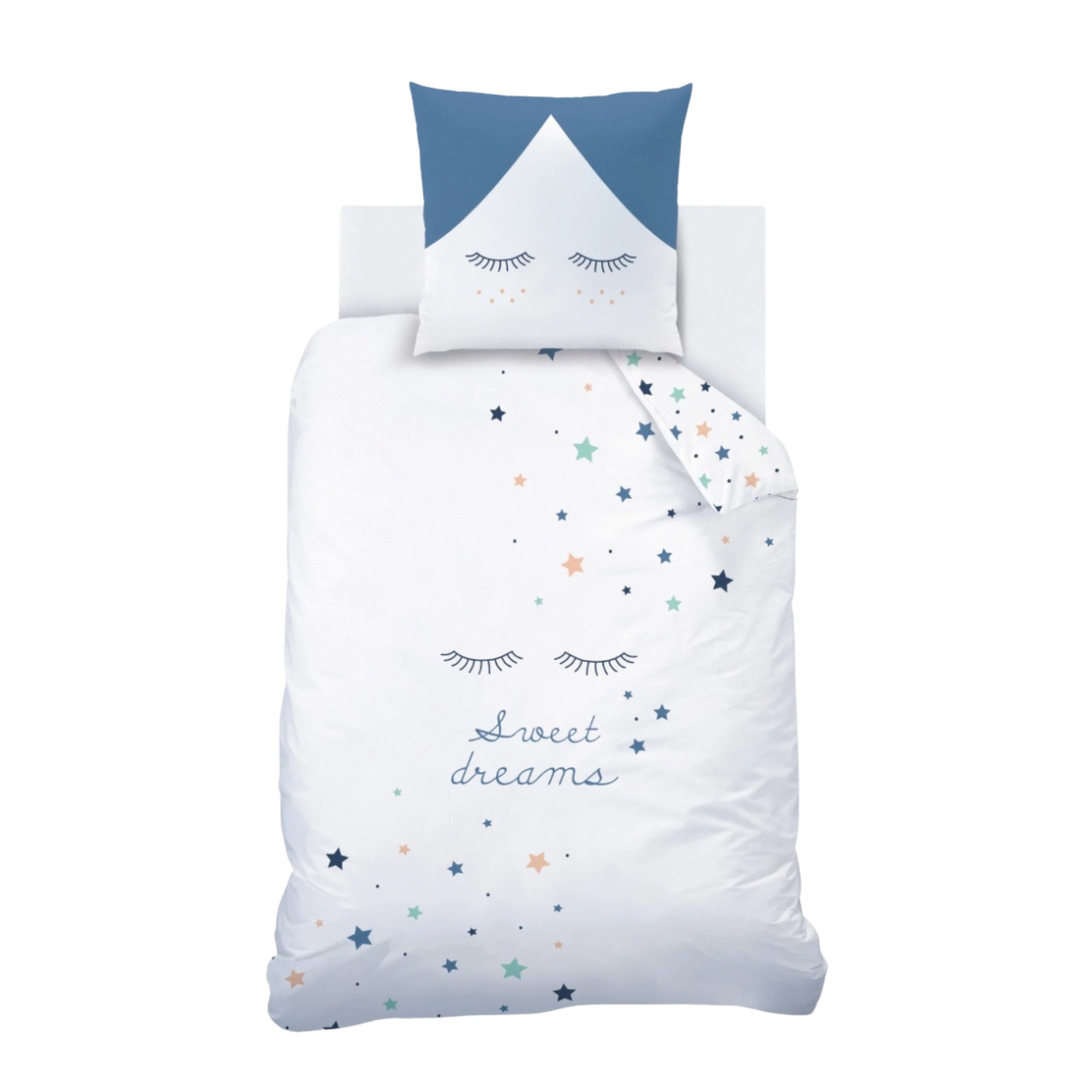MTOnlinehandel Bettwäsche Sterne Kinderbettwäsche 135x200 + 80x80 cm, 100 % Baumwolle, Renforcé, 2 teilig, Sterne, süße Träume Bettwäsche für Kinder und Erwachsene