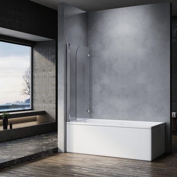SONNI Badewannenaufsatz Badewannenaufsatz Faltbar,mit Seitenwand,Badewannenfaltwand, Einscheibensicherheitsglas mit Nano Beschichtung, 120x140 cm, für Badezimmer, faltbar