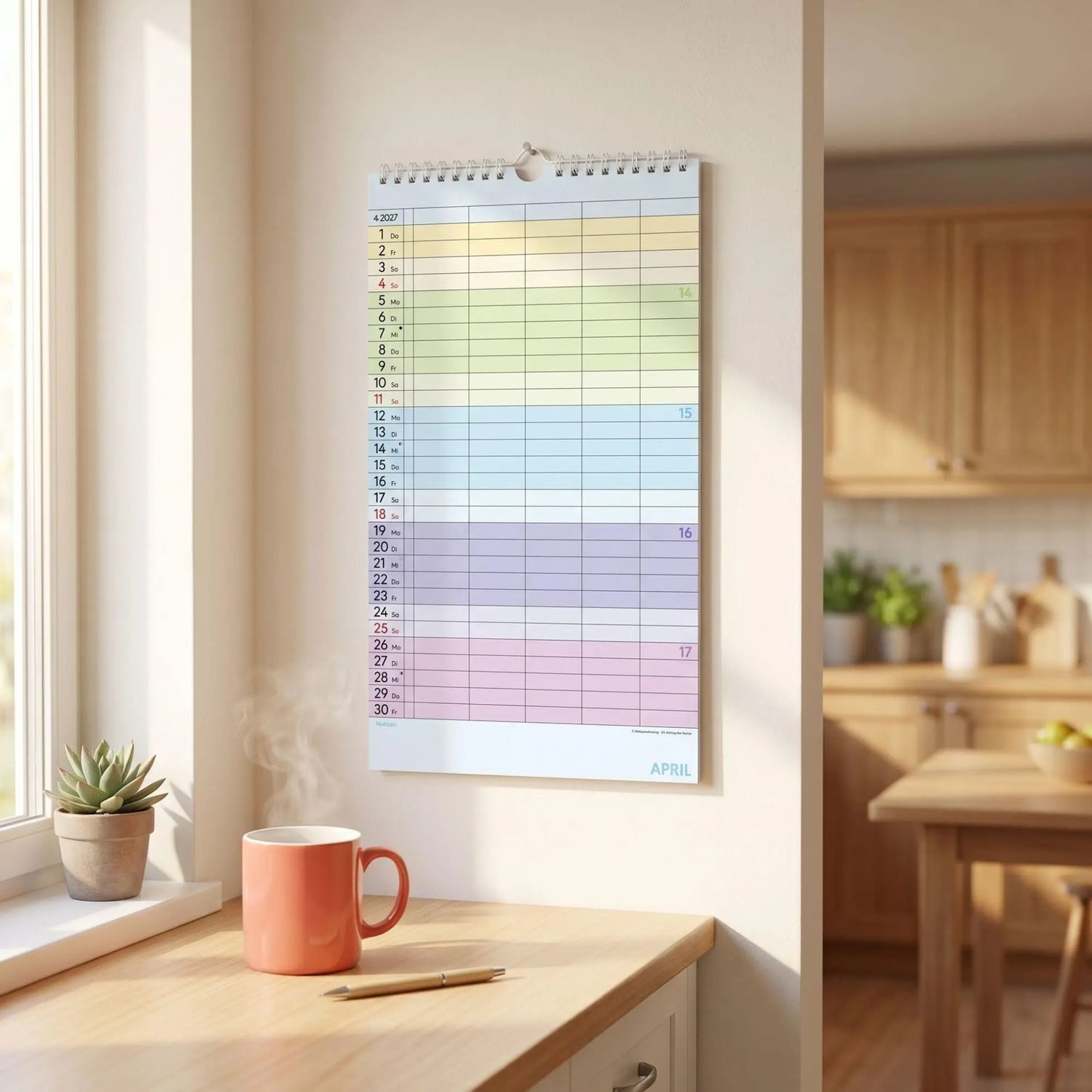 Wandkalender Superplaner Farbenfroh - 5 Spalten 2027